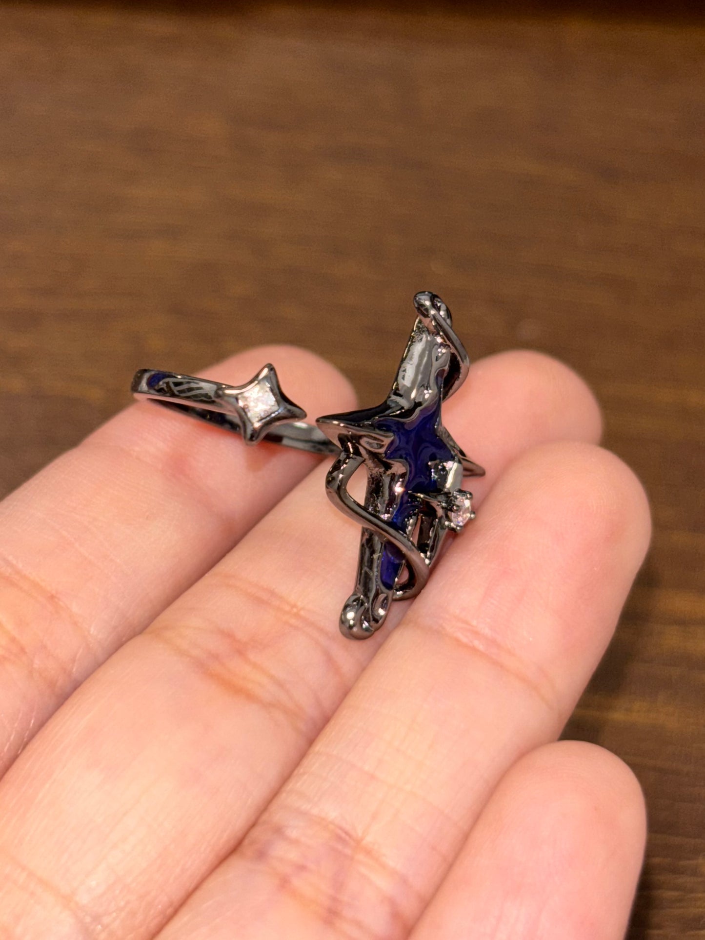Goth Dark Blue Star Ring For Dainsleif