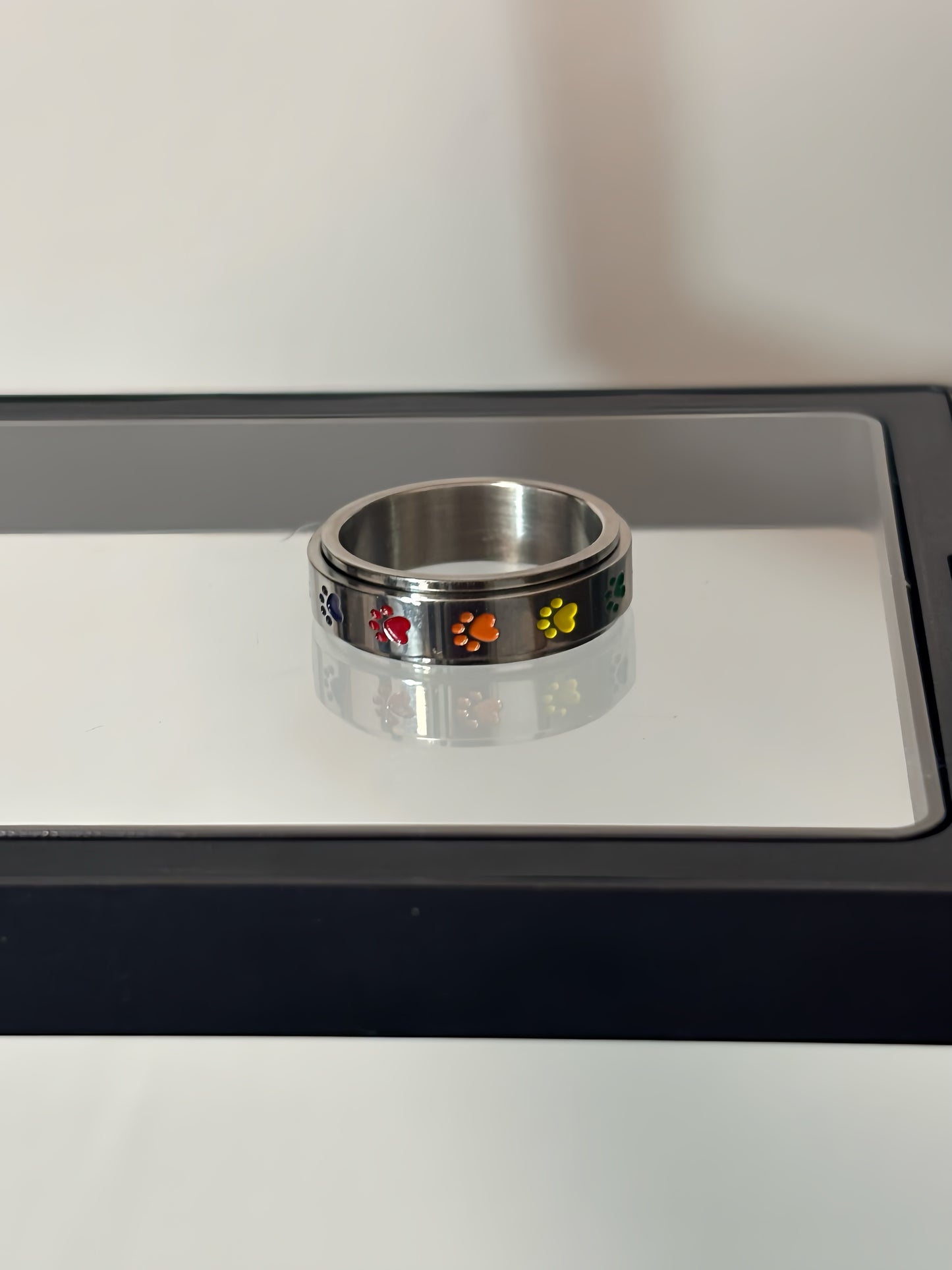 The Foxhole Court Rainbow Stainless Steel Rotatable rings