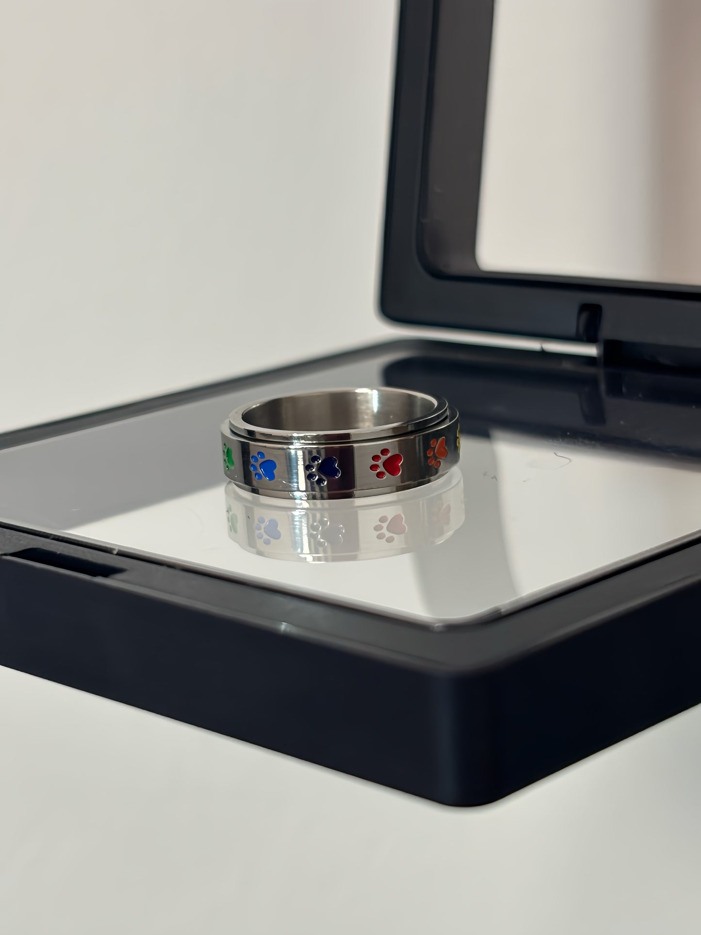 The Foxhole Court Rainbow Stainless Steel Rotatable rings