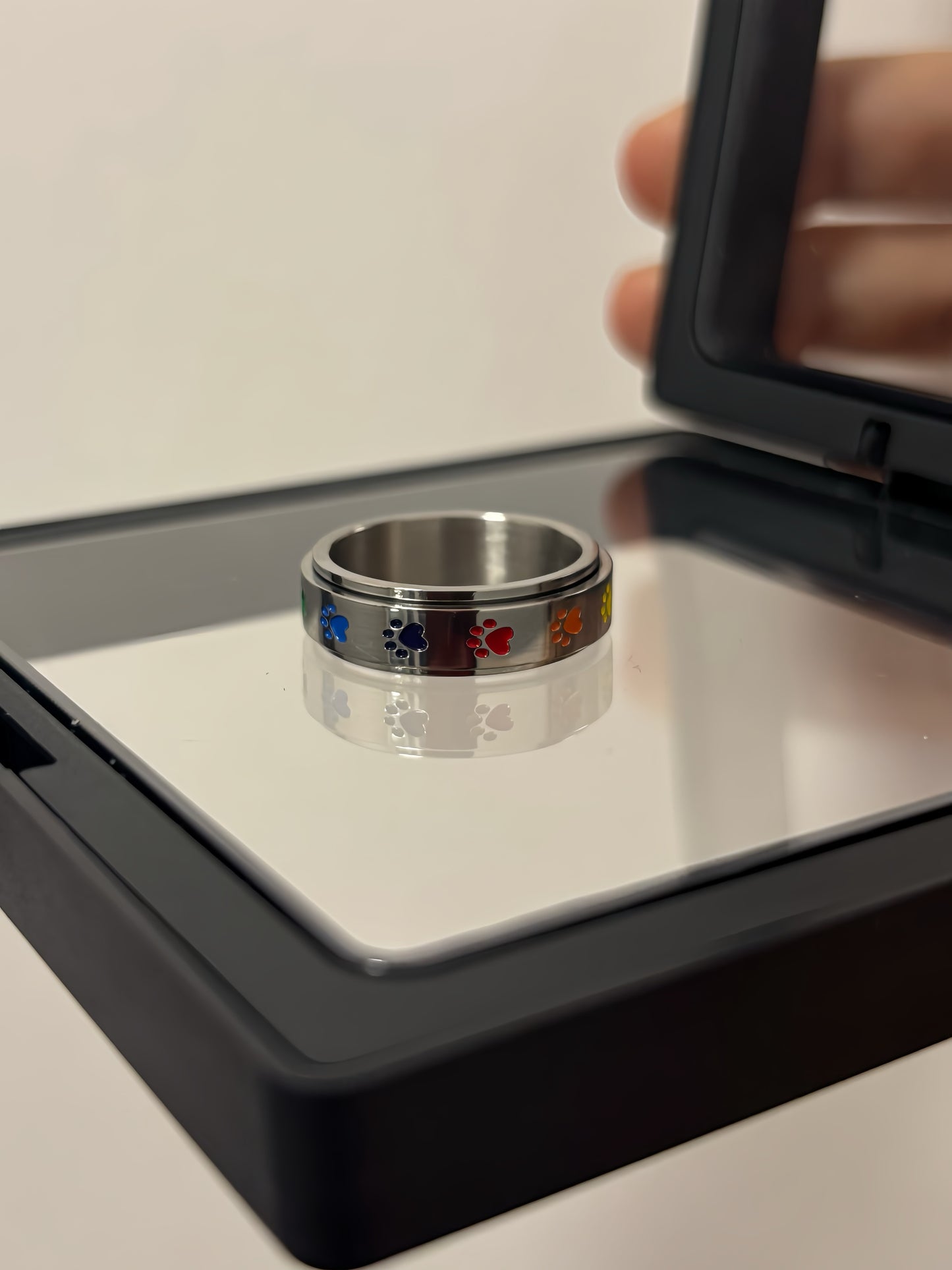 The Foxhole Court Rainbow Stainless Steel Rotatable rings