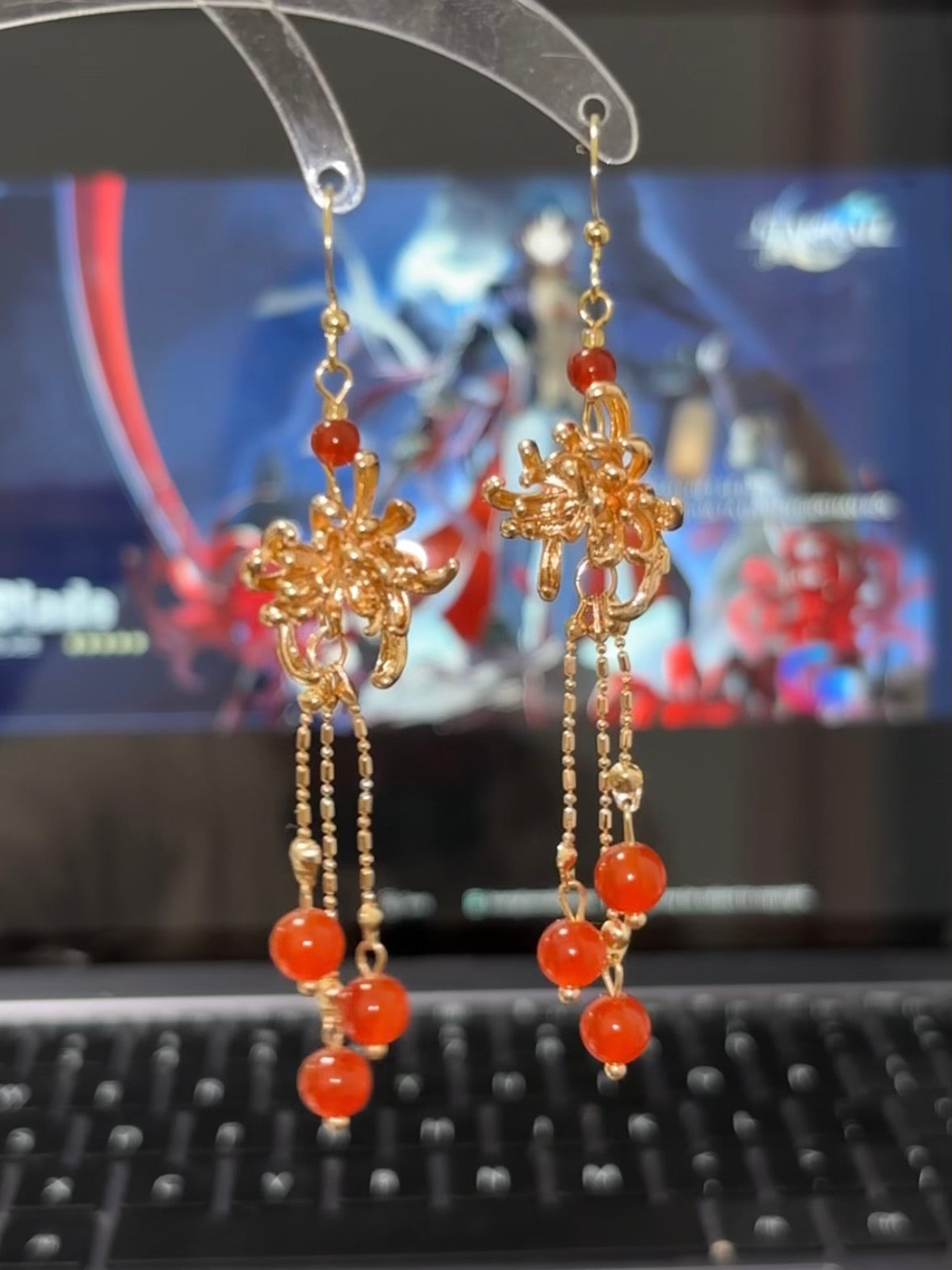 Spider Lily Tassel Hook Earrings for Blade
