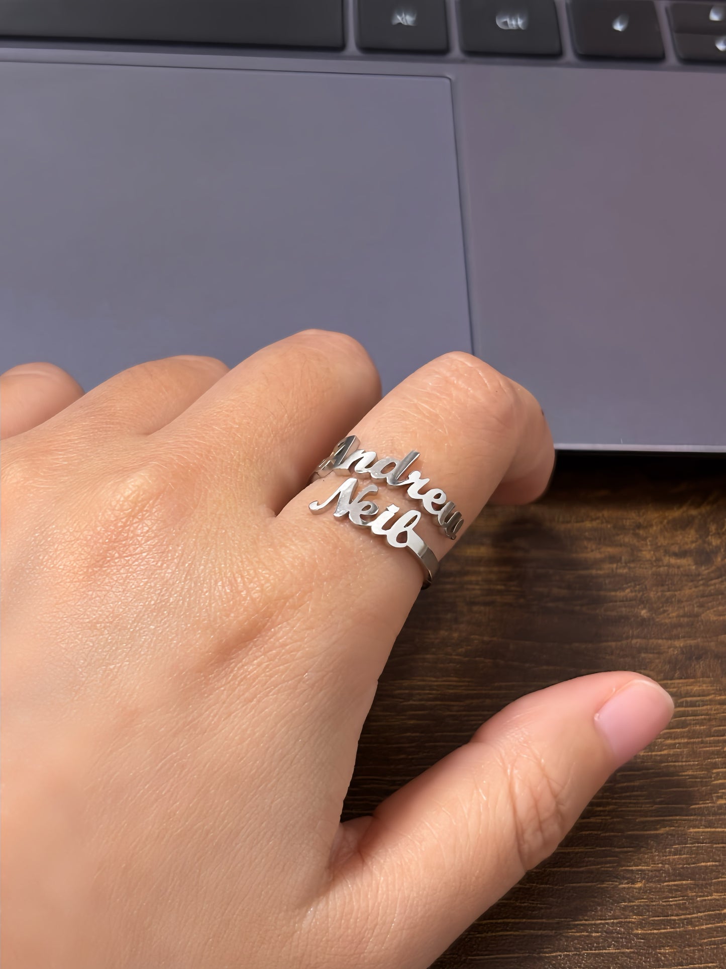 Andrew & Neil Stainless Steel Adjustable Open Ring