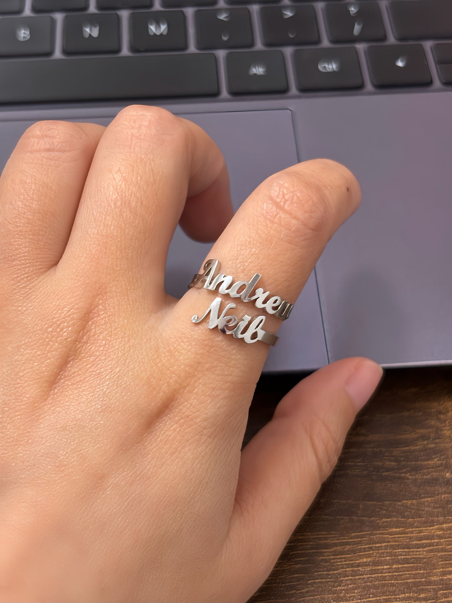 Andrew & Neil Stainless Steel Adjustable Open Ring