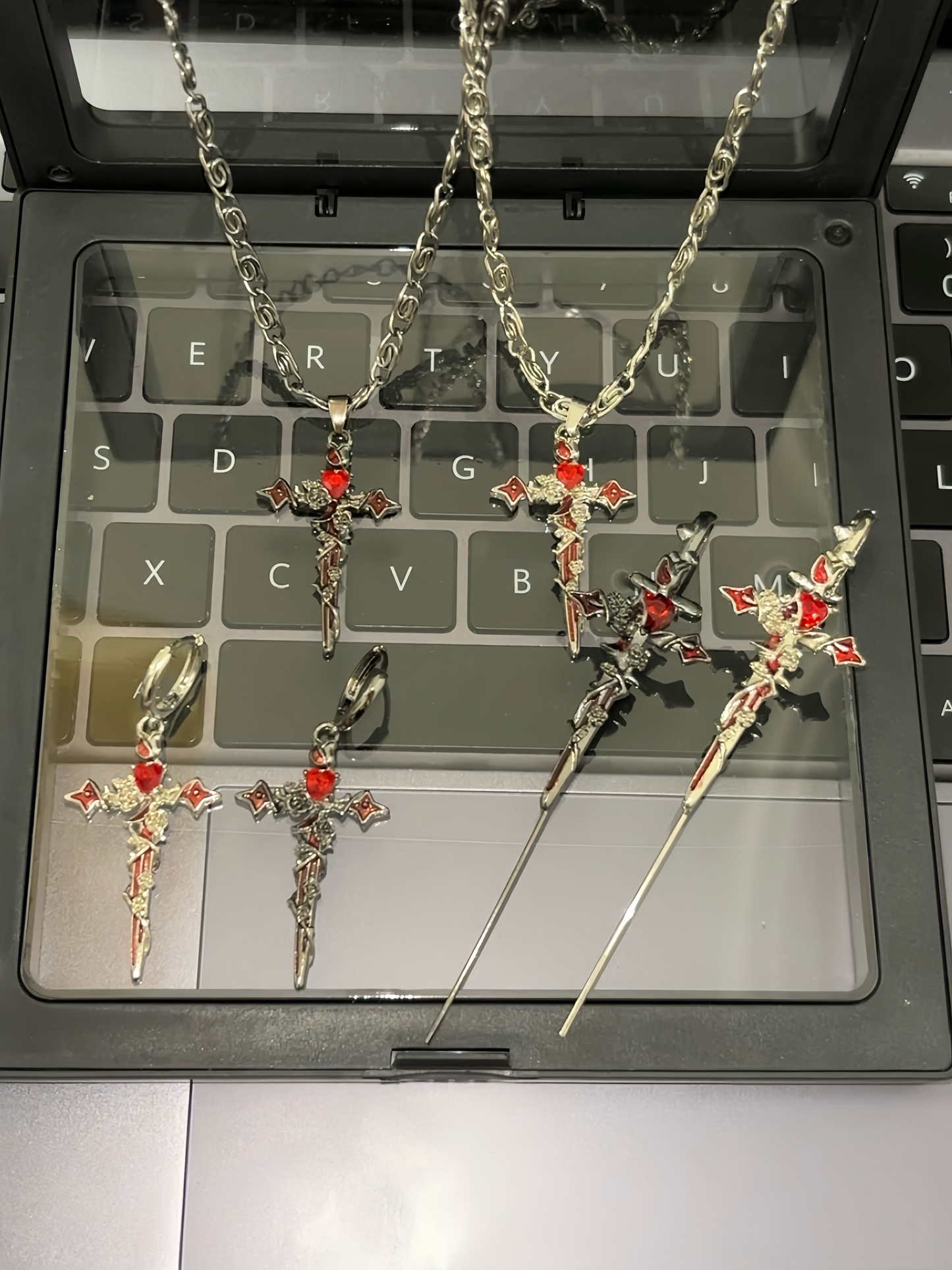 Gothic Y2K Unisex Gefallener Engel Schwert Legierung Ohrstecker