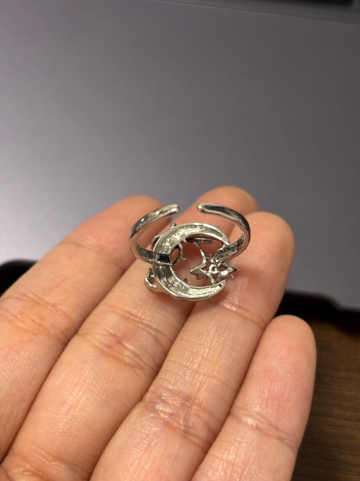 Red Half Moon Metal Shining Star Ring for Arlecchino Genshin