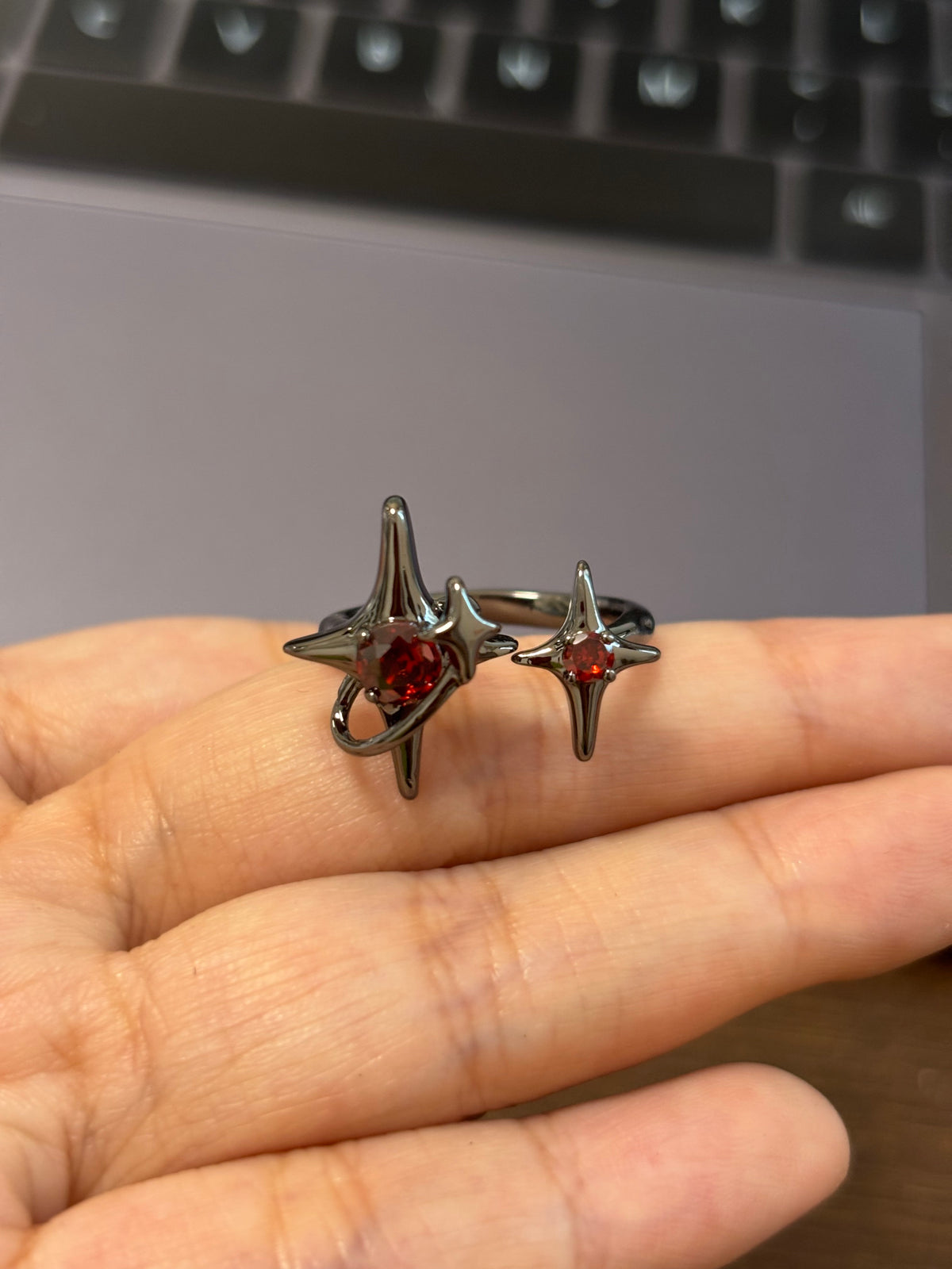 Gothic Red Corrupted Star Ring Inspired by Asmoday