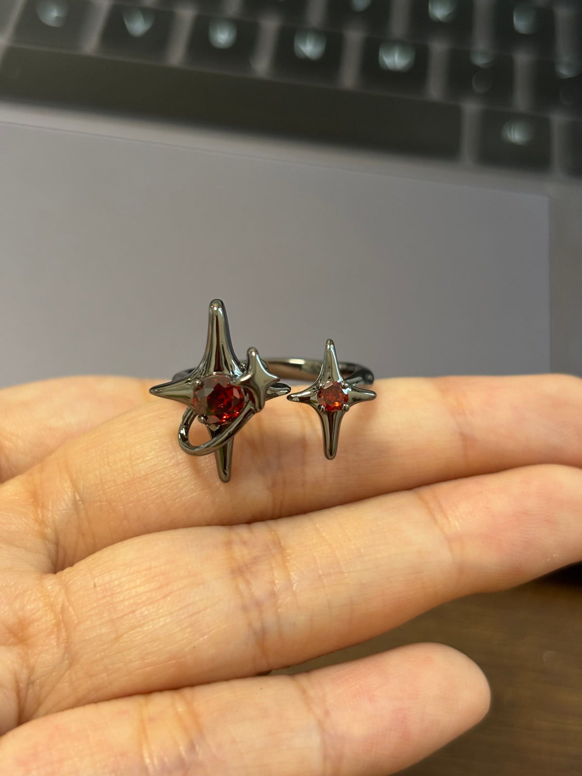Gothic Red Corrupted Star Ring Inspired by Asmoday