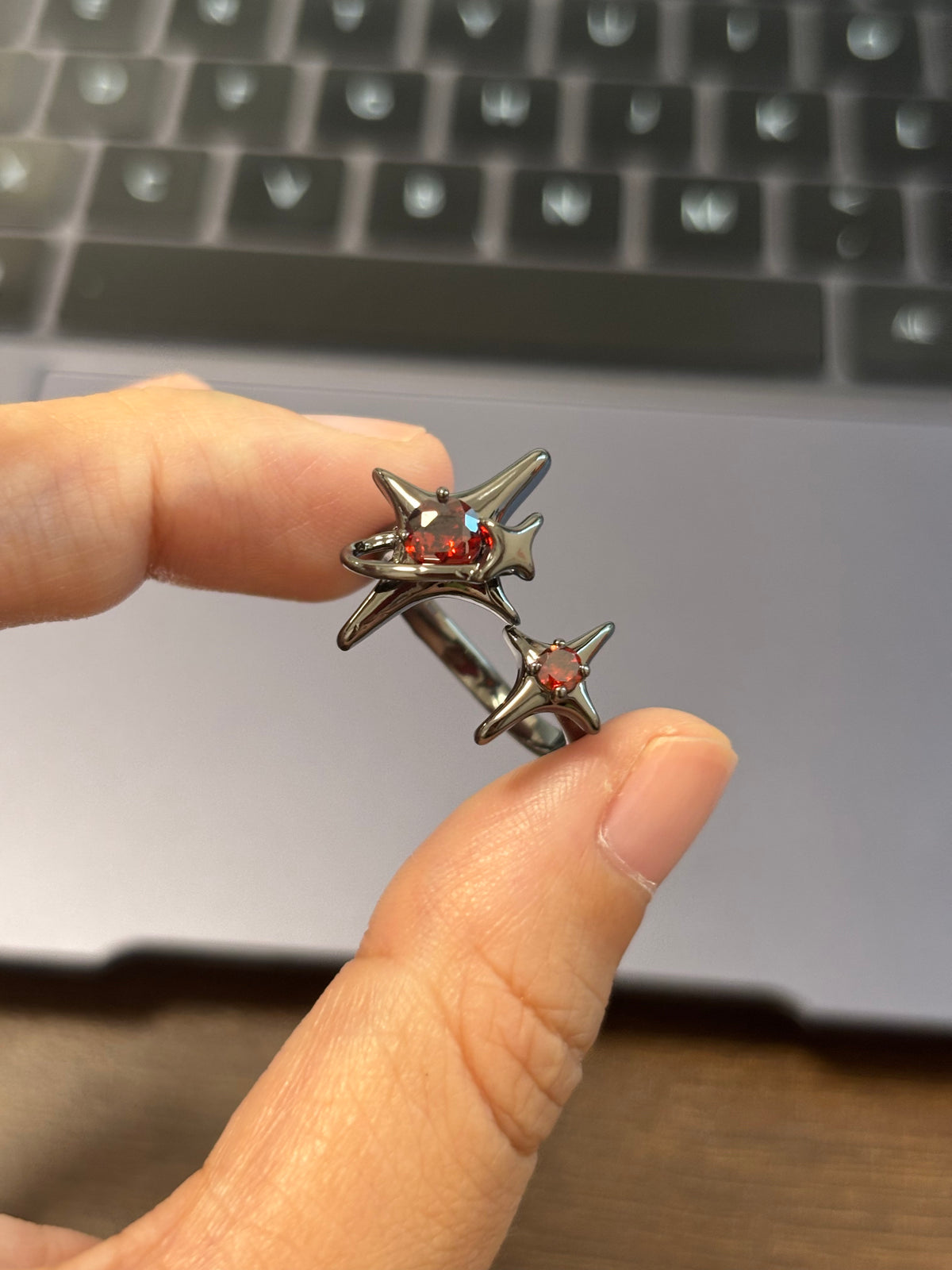 Gothic Red Corrupted Star Ring Inspired by Asmoday