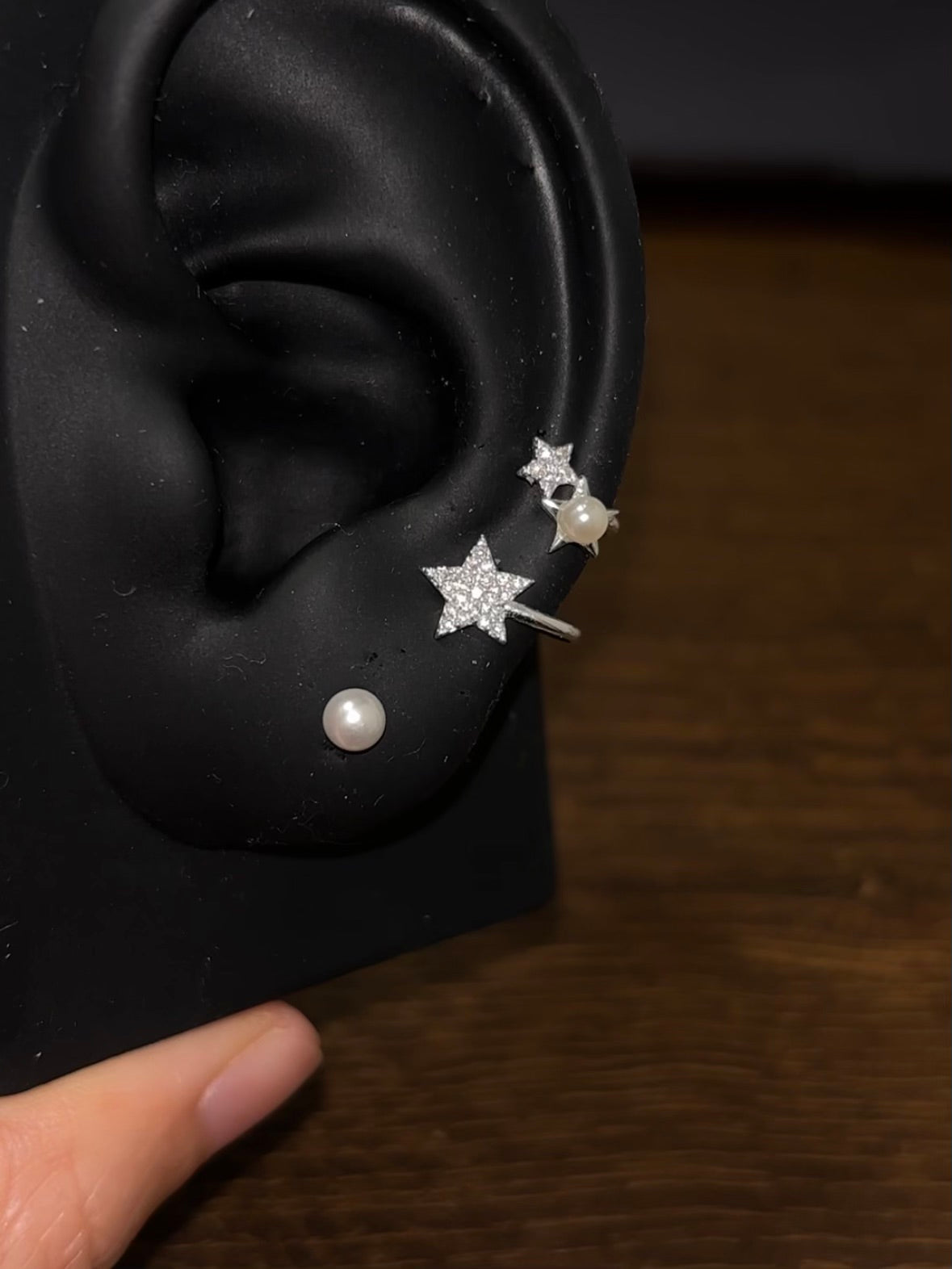 Sweet Shining Star & Pearl Stud Earrings