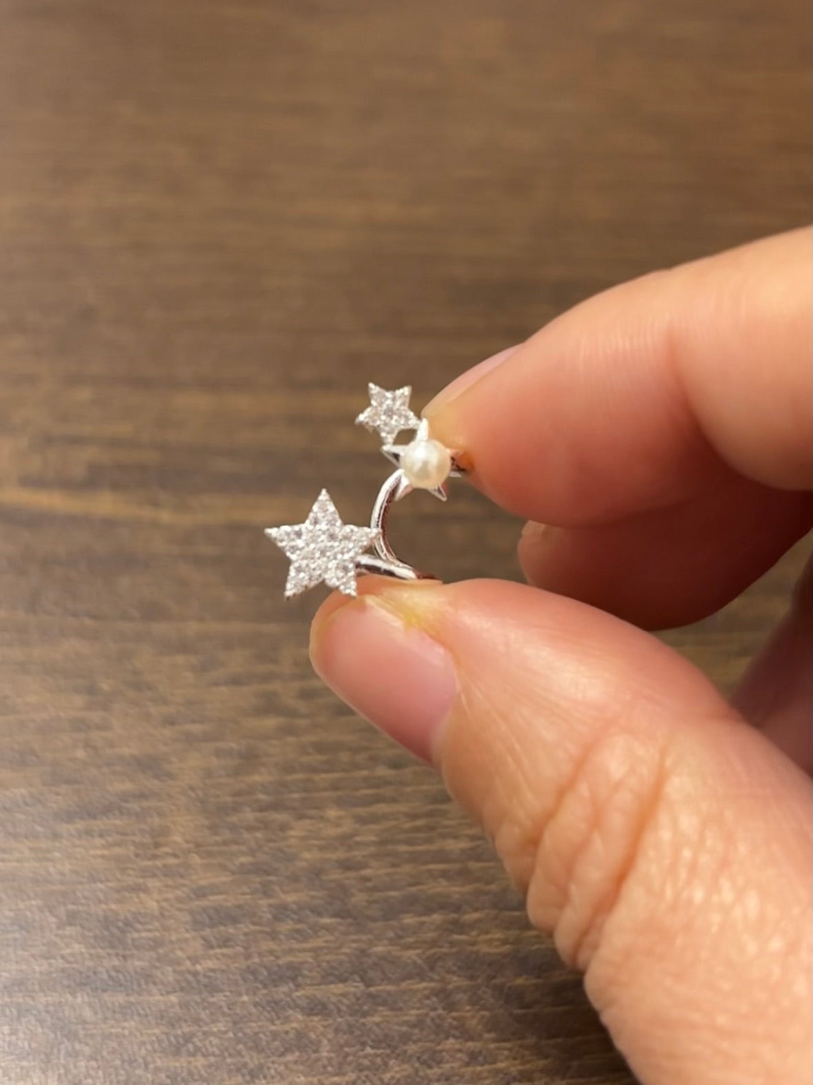 Sweet Shining Star & Pearl Stud Earrings