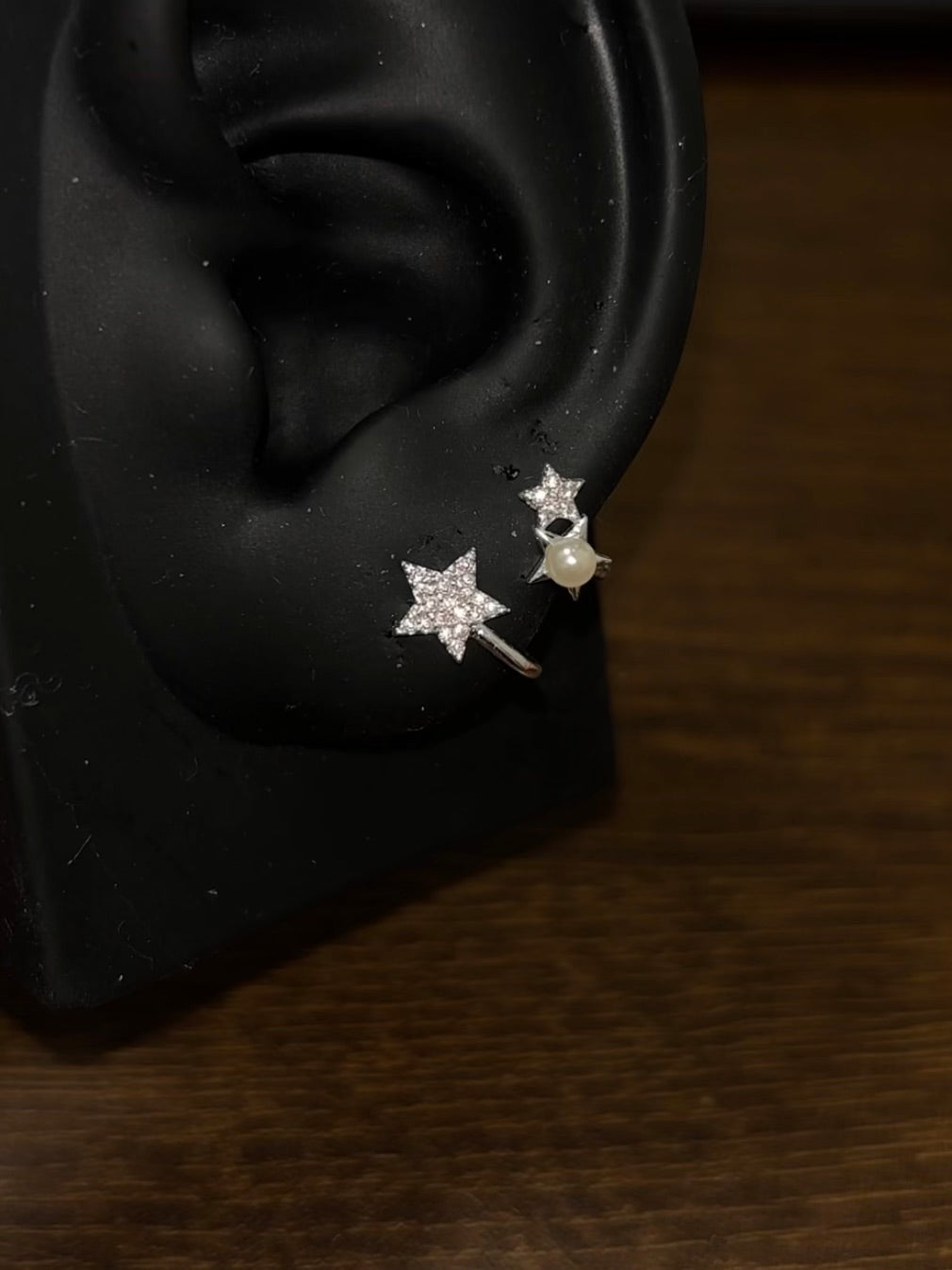 Sweet Shining Star & Pearl Stud Earrings
