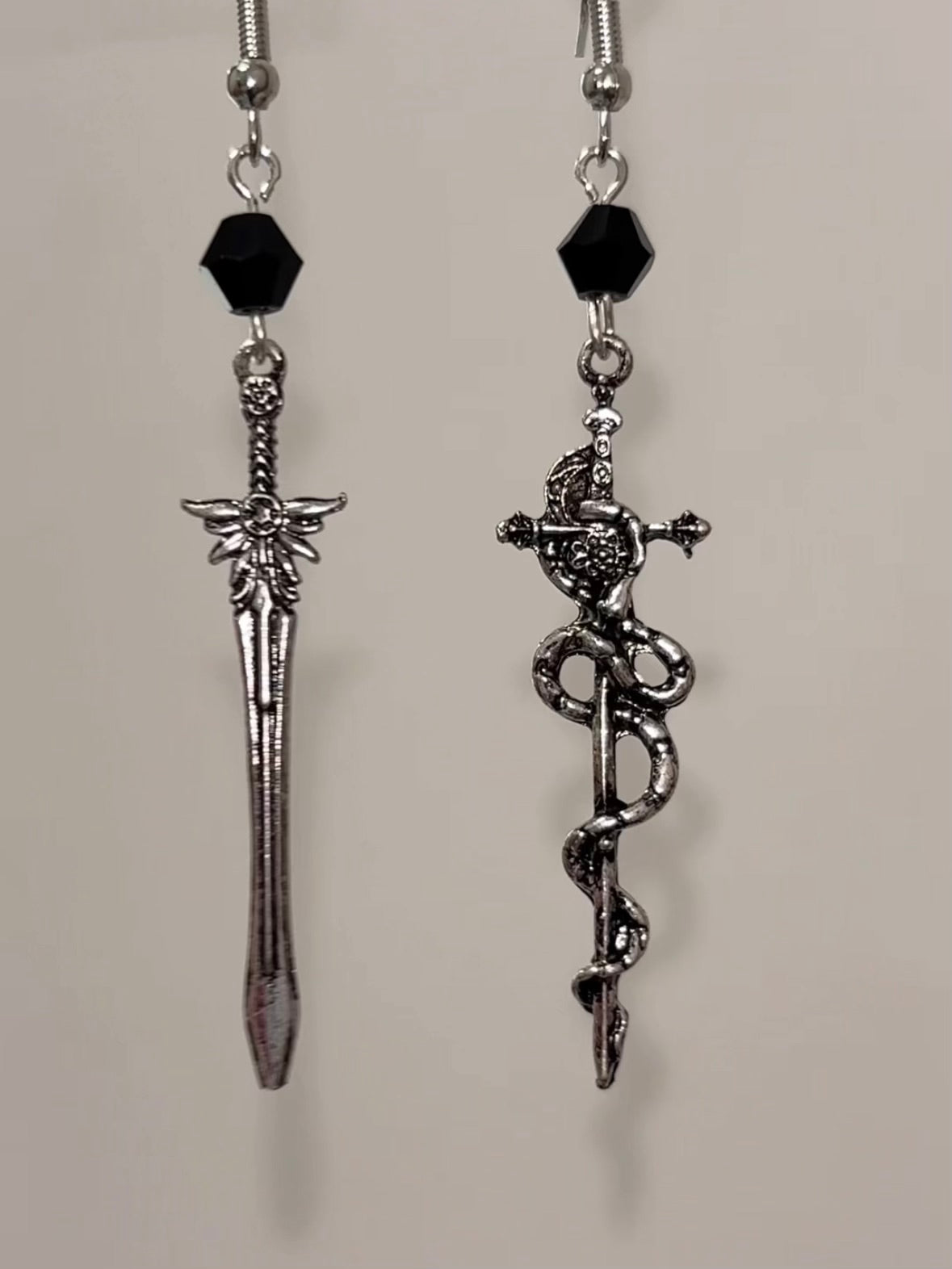 Gothic Snake & Sword Earring