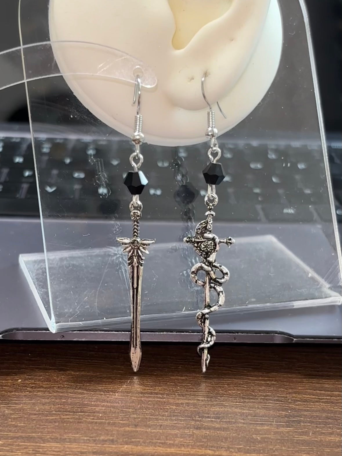 Gothic Snake & Sword Earring