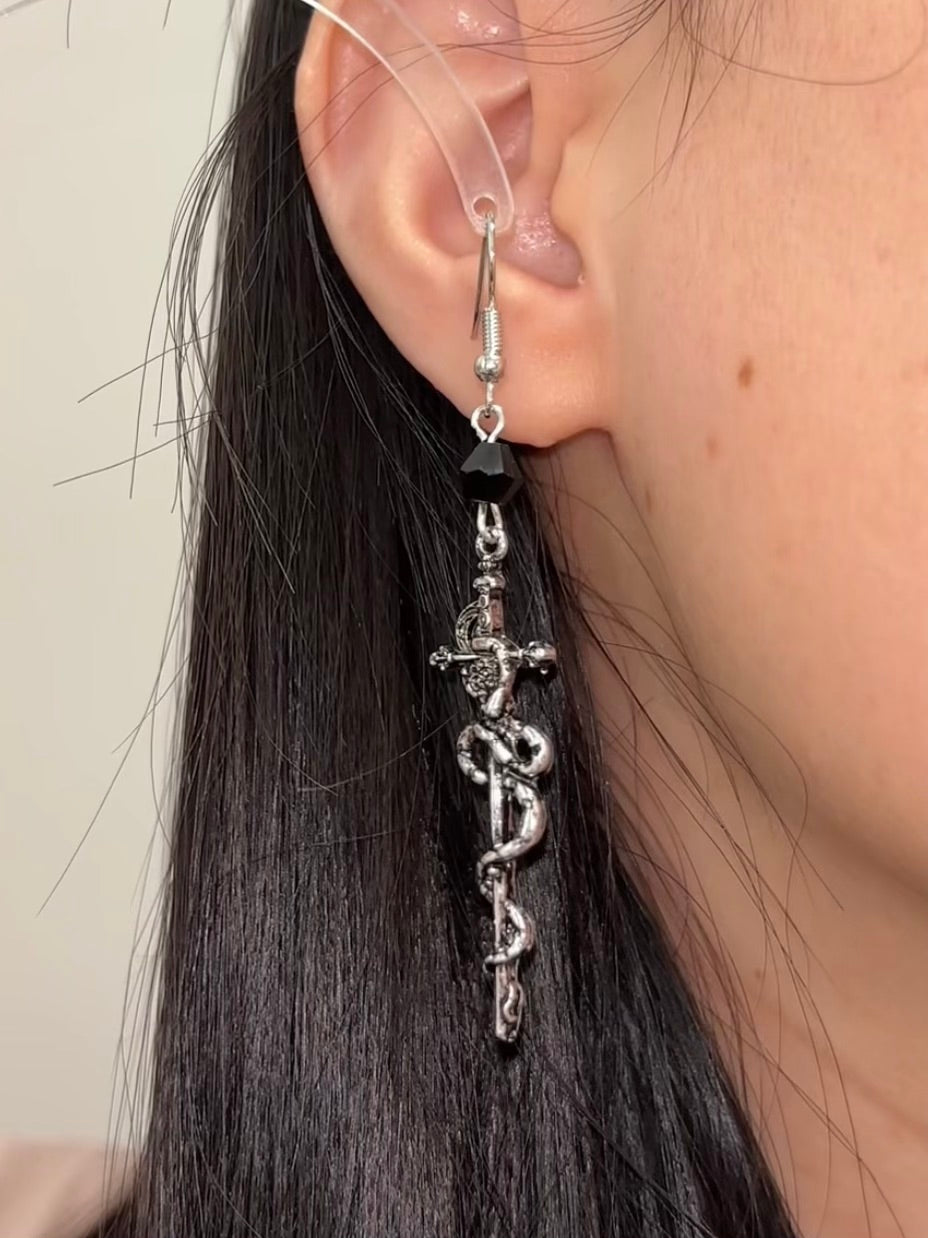 Gothic Snake & Sword Earring