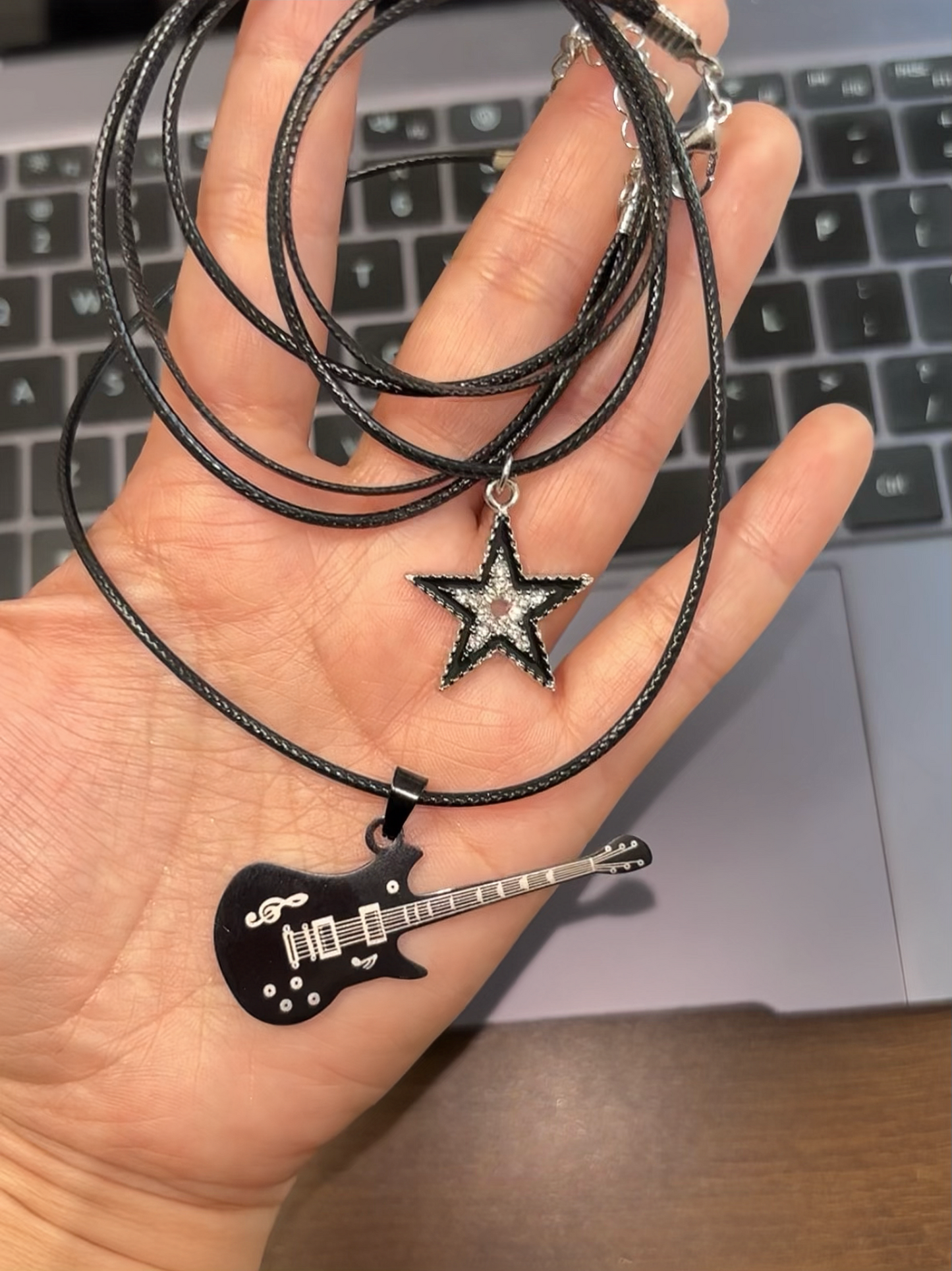 Y2K Punk Star Guitar Stainless Steel Necklace
