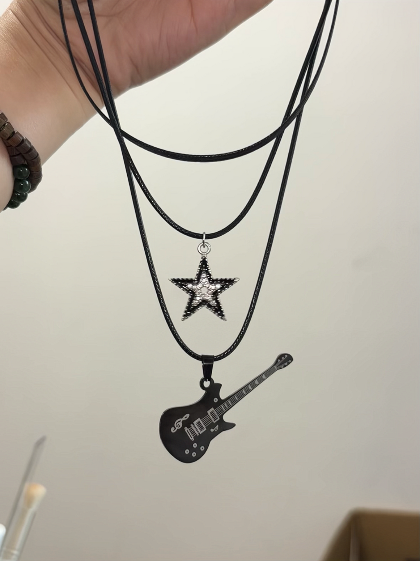 Y2K Punk Star Guitar Stainless Steel Necklace