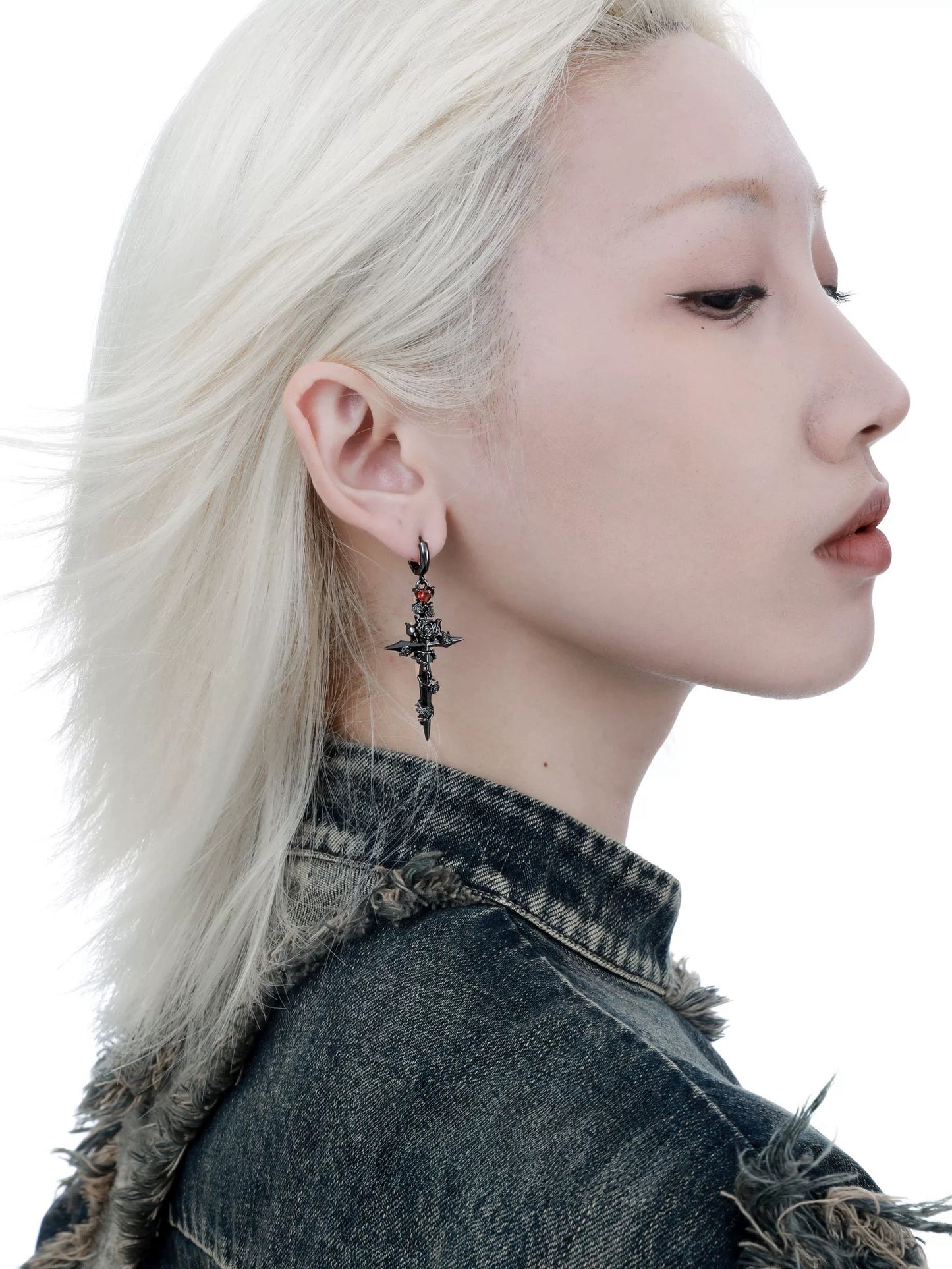 Gothic Unisex Thorn Rose Hoop Earrings