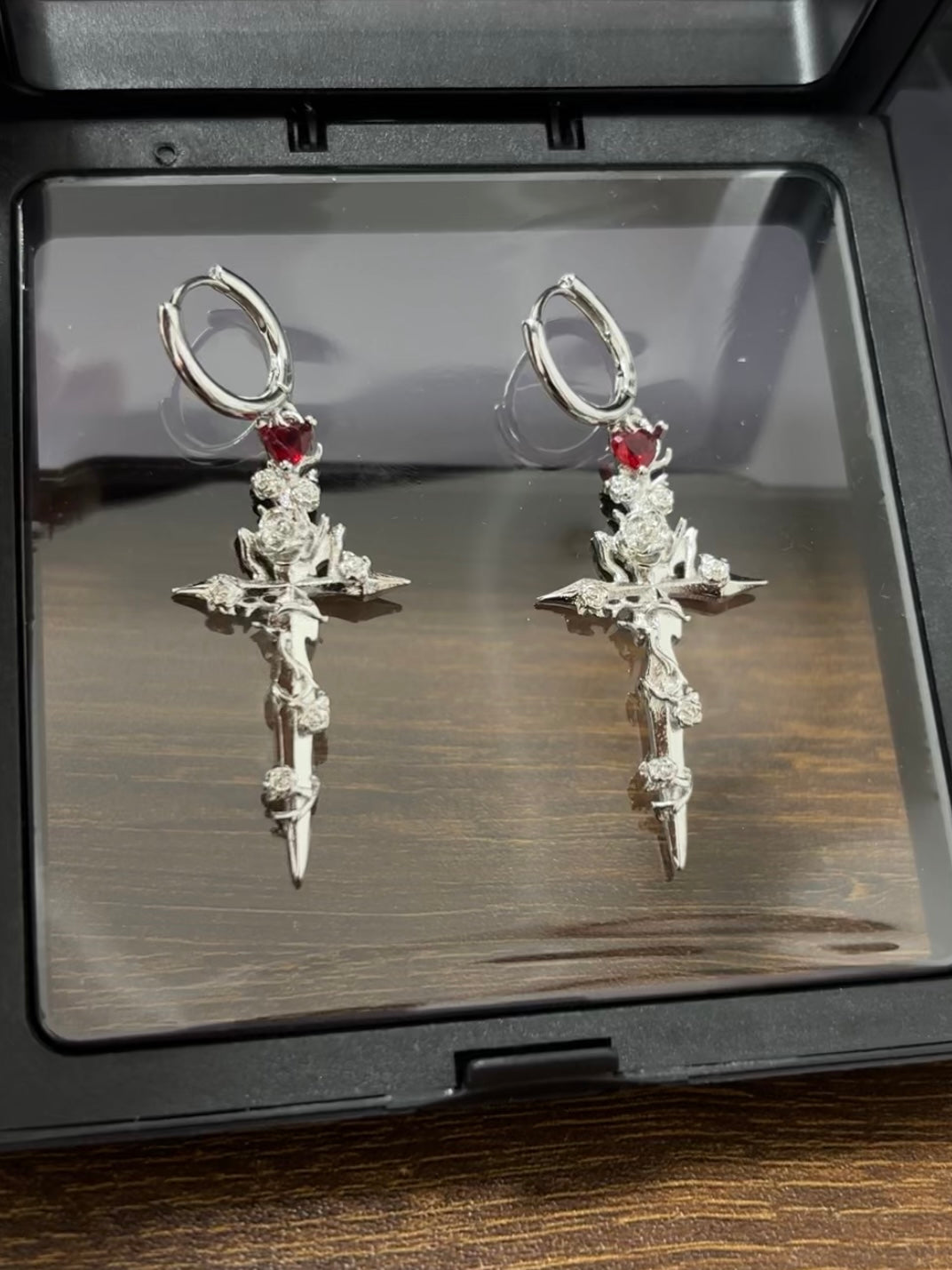 Gothic Unisex Thorn Rose Hoop Earrings