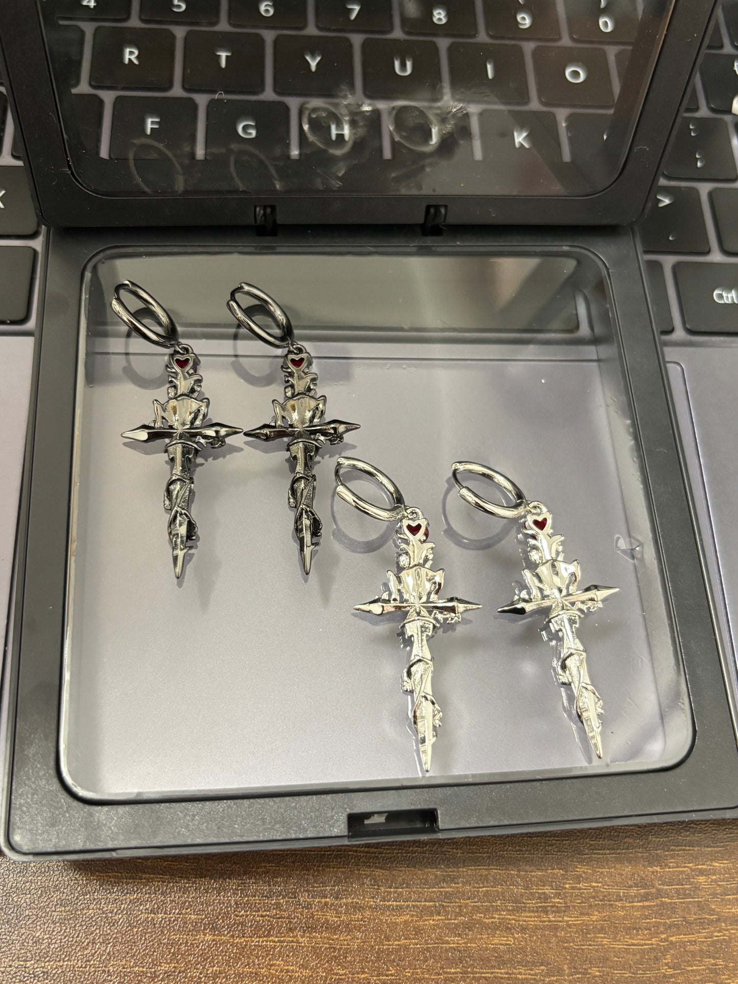 Gothic Unisex Thorn Rose Hoop Earrings