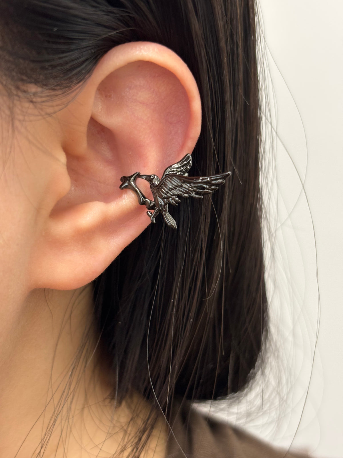 Goth Dark Raven Resin Ear Cuff