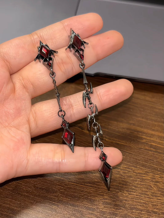 Goth Vampire Thorny Crimson Descent Stud Earring for Arlecchino