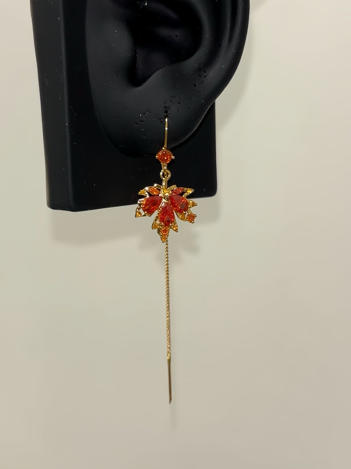 Red Zircon Maple Leaf Tassel Earrings for Kazuha