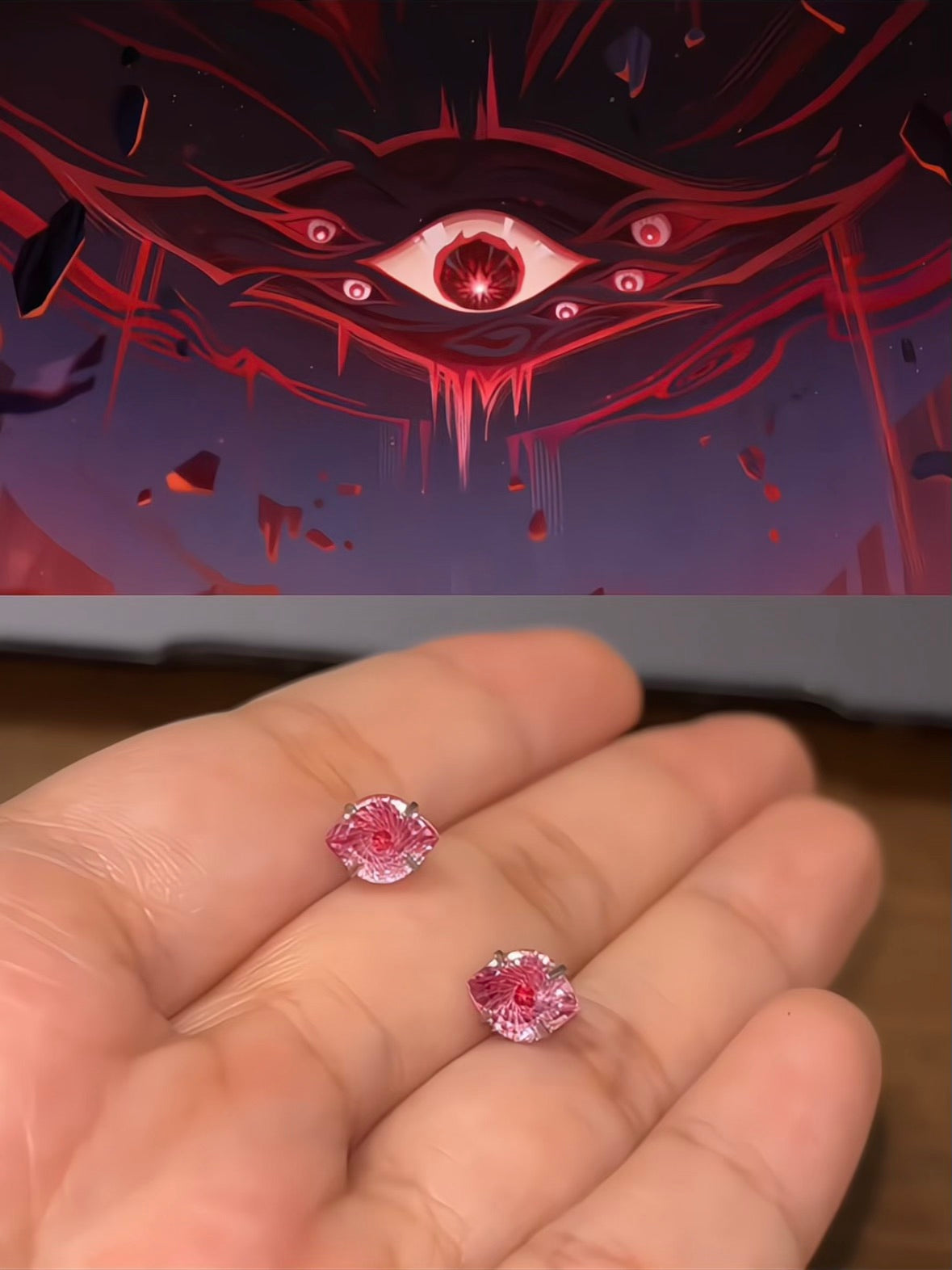 Ronova Inspired Red Eye Stud Earrings