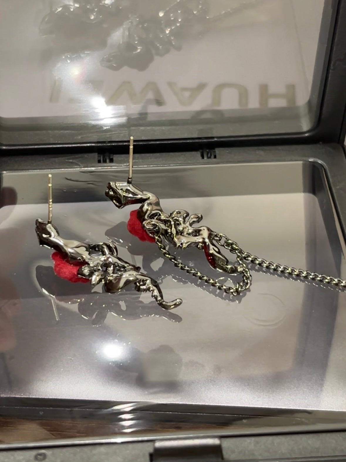 Y2K Snake & Rose Asymmetric Earrings