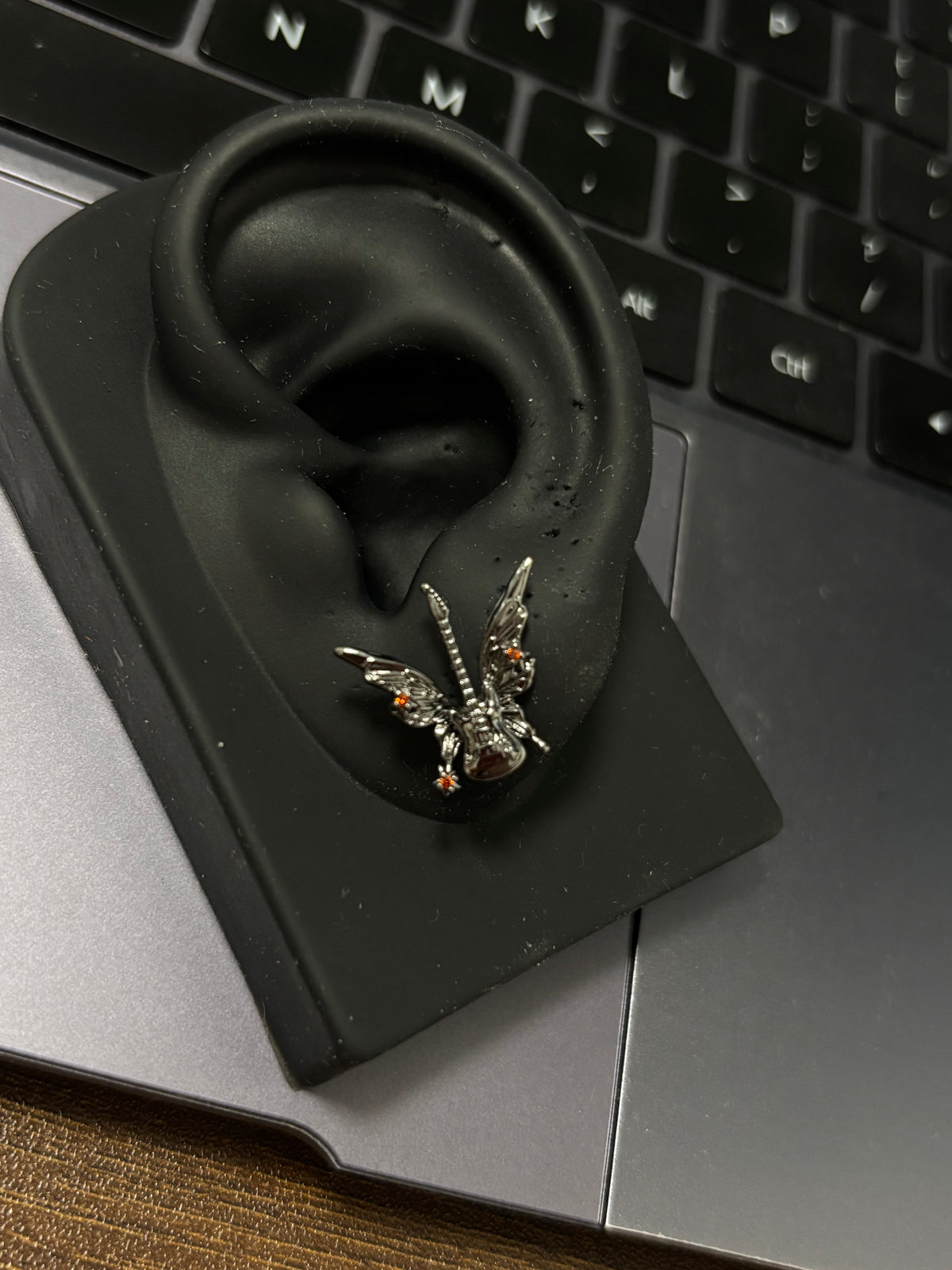 Goth Butterfly Guitar Stud Earrings