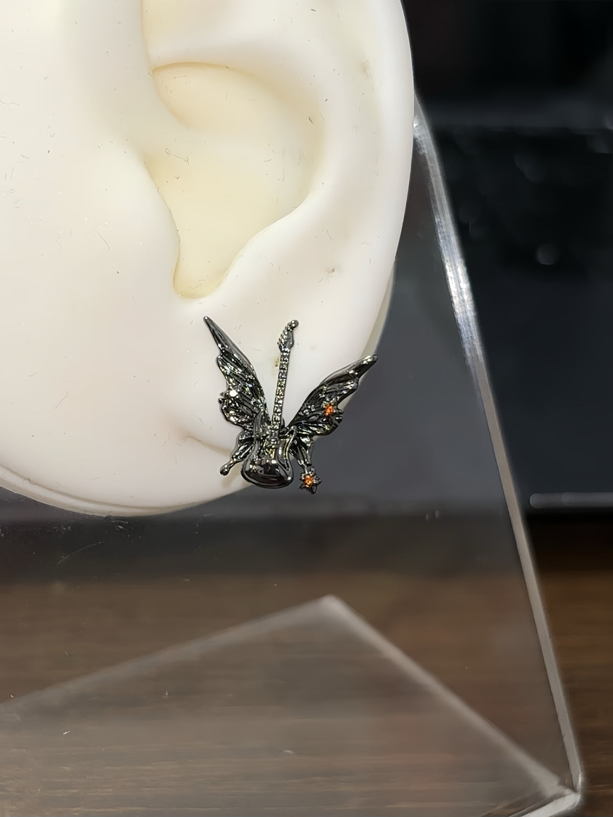 Goth Butterfly Guitar Stud Earrings
