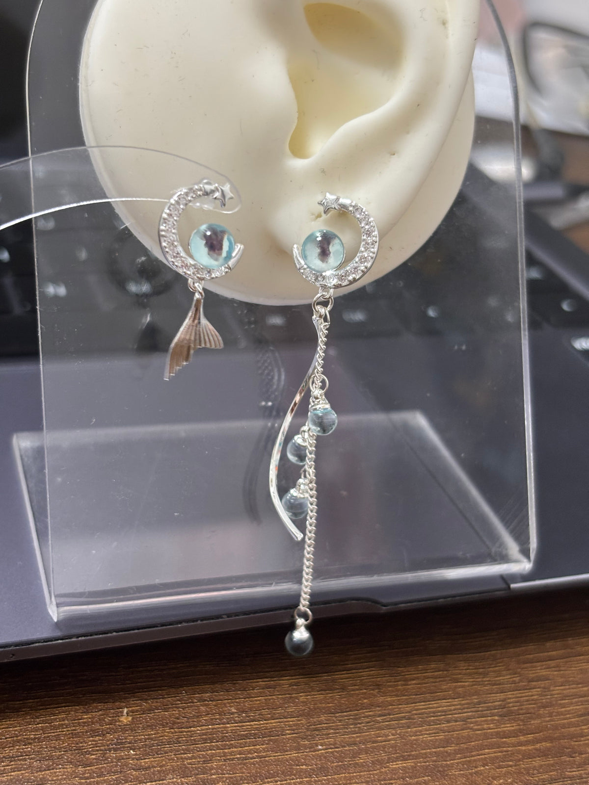 Dreamy Blue Mermaid Stud Earrings Inspired by  Vodyanitsa