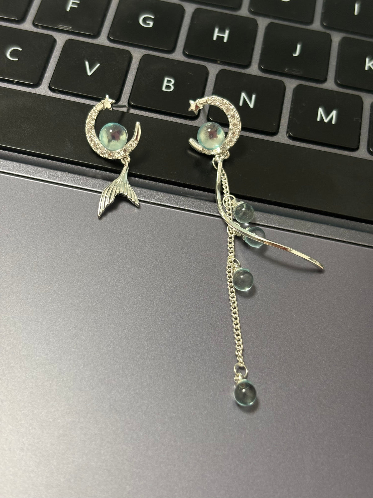 Dreamy Blue Mermaid Stud Earrings Inspired by  Vodyanitsa