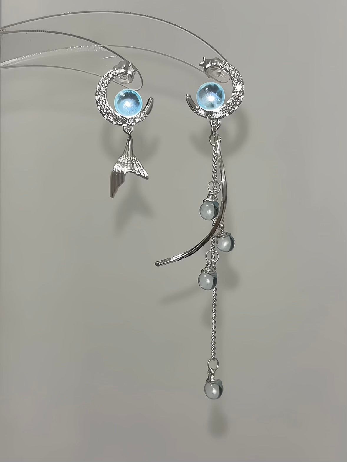 Dreamy Blue Mermaid Stud Earrings Inspired by  Vodyanitsa