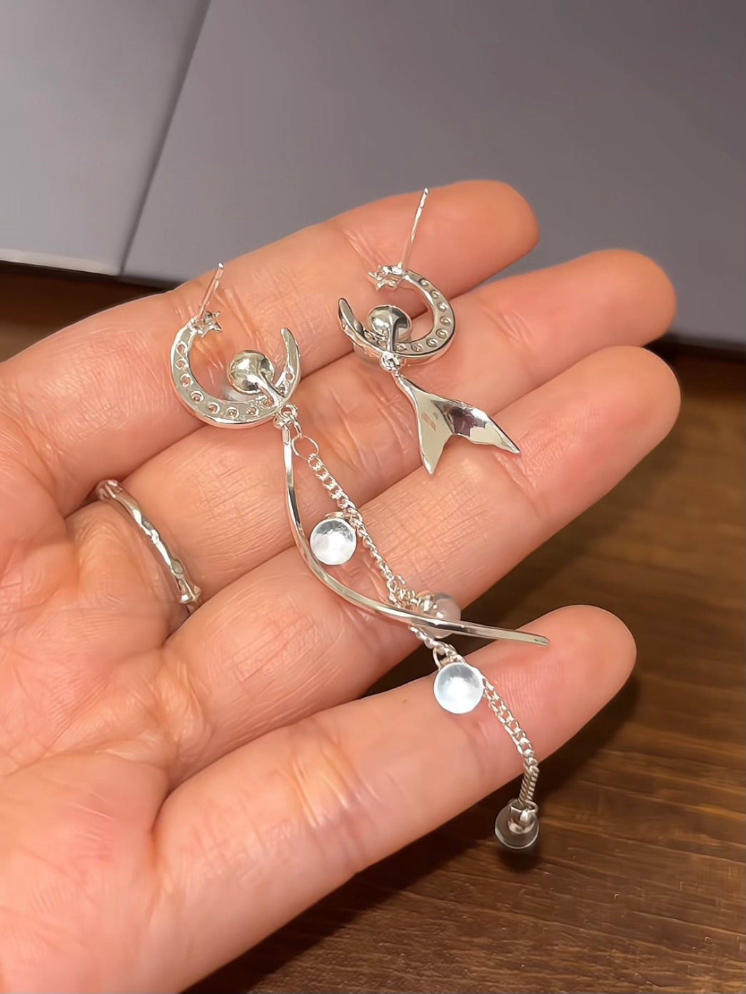 Dreamy Blue Mermaid Stud Earrings Inspired by  Vodyanitsa