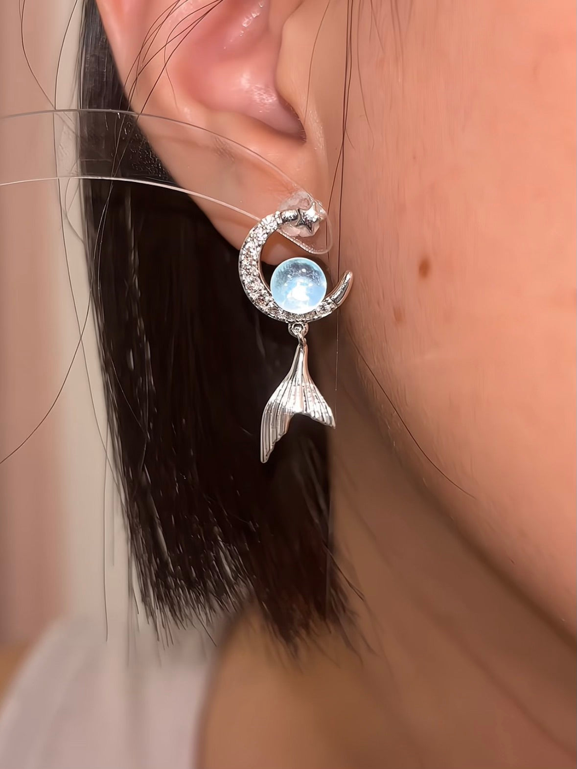 Dreamy Blue Mermaid Stud Earrings Inspired by  Vodyanitsa