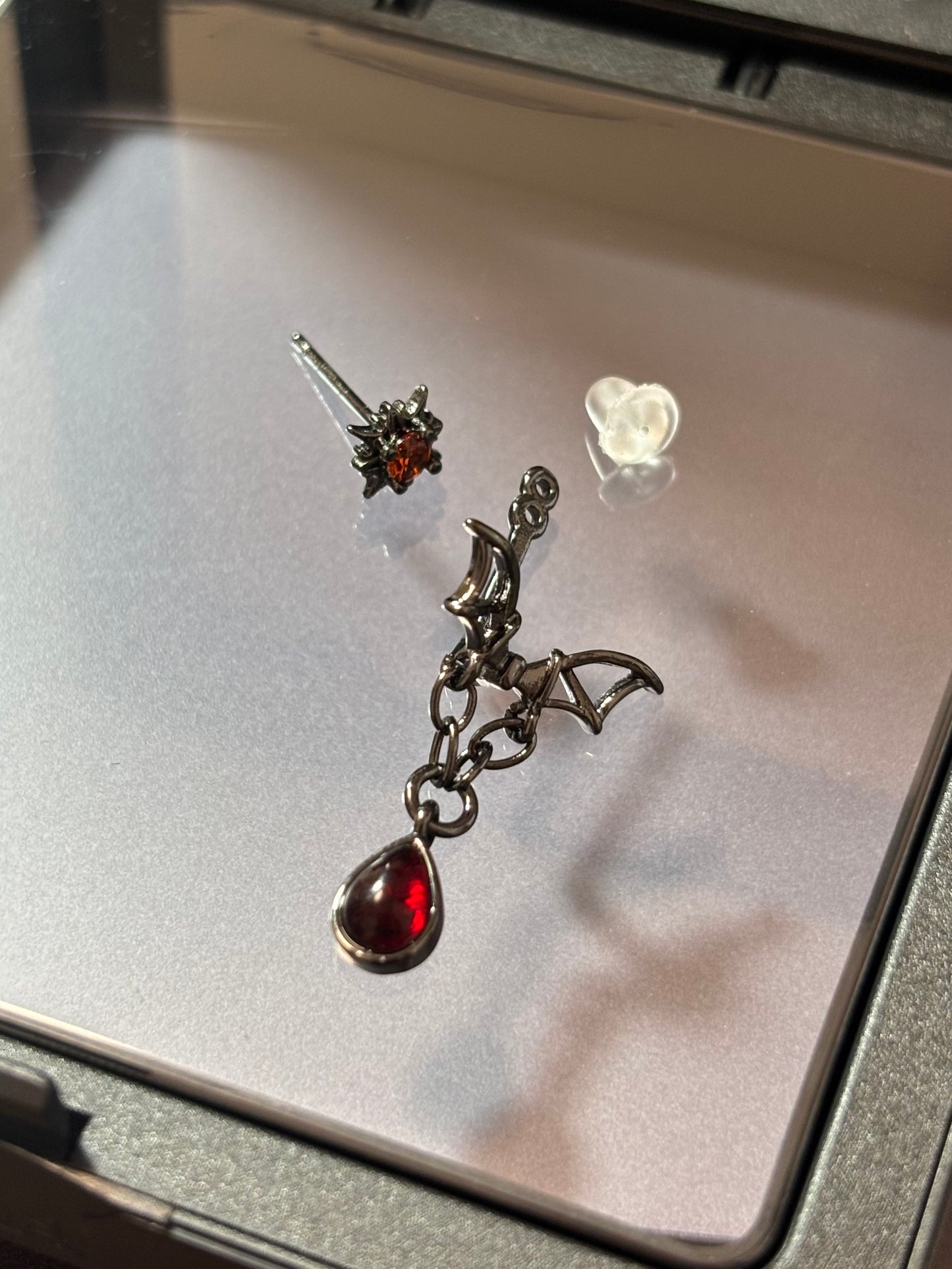 Gothic Style Cross & Bat Earrings