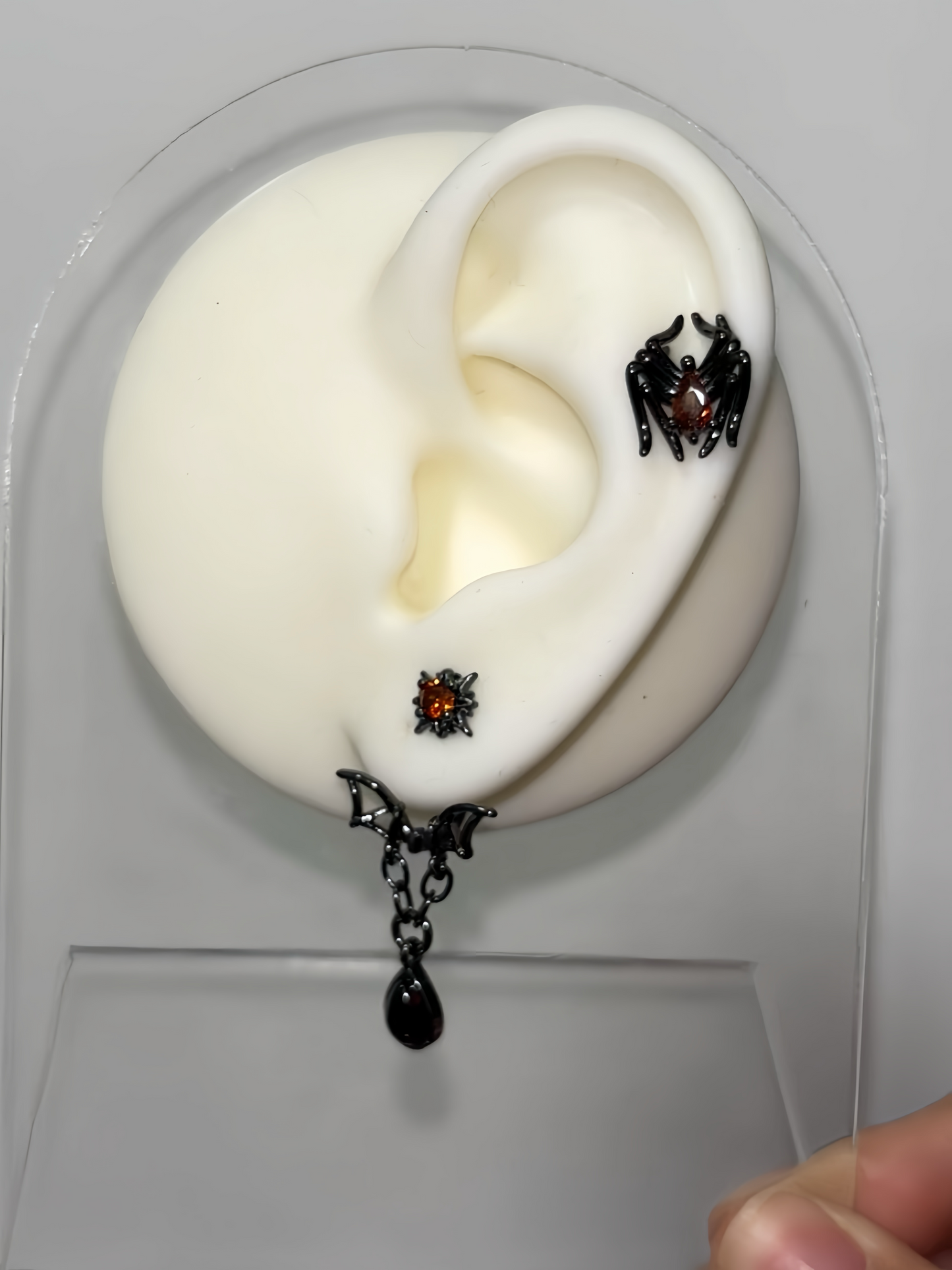 Gothic Style Cross & Bat Earrings