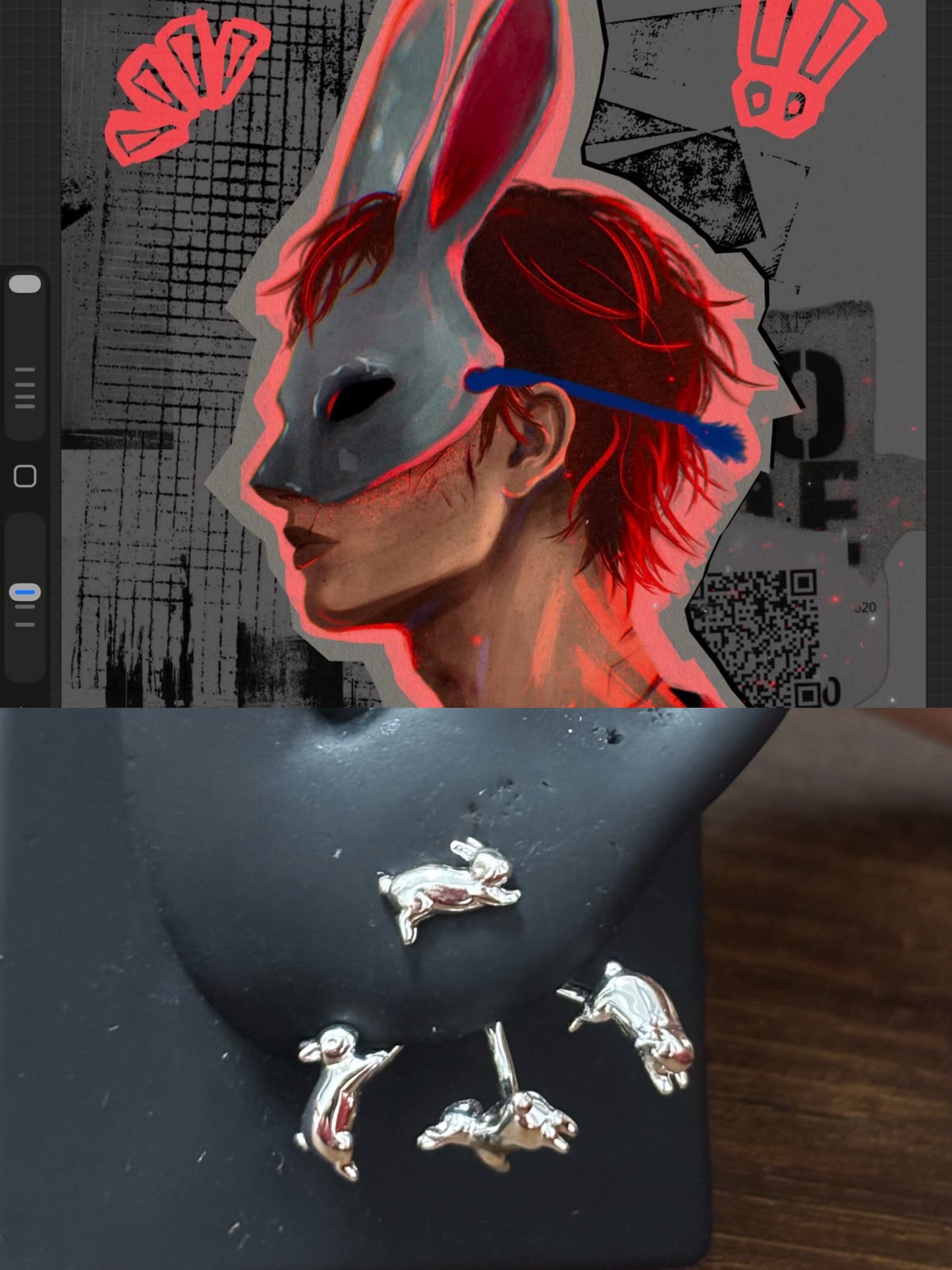 Cute Neil Running Rabbit Stud Earrings