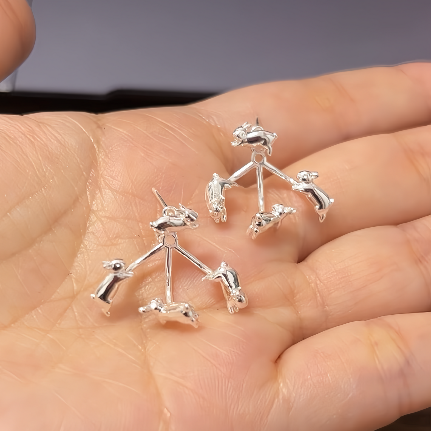 Cute Neil Running Rabbit Stud Earrings