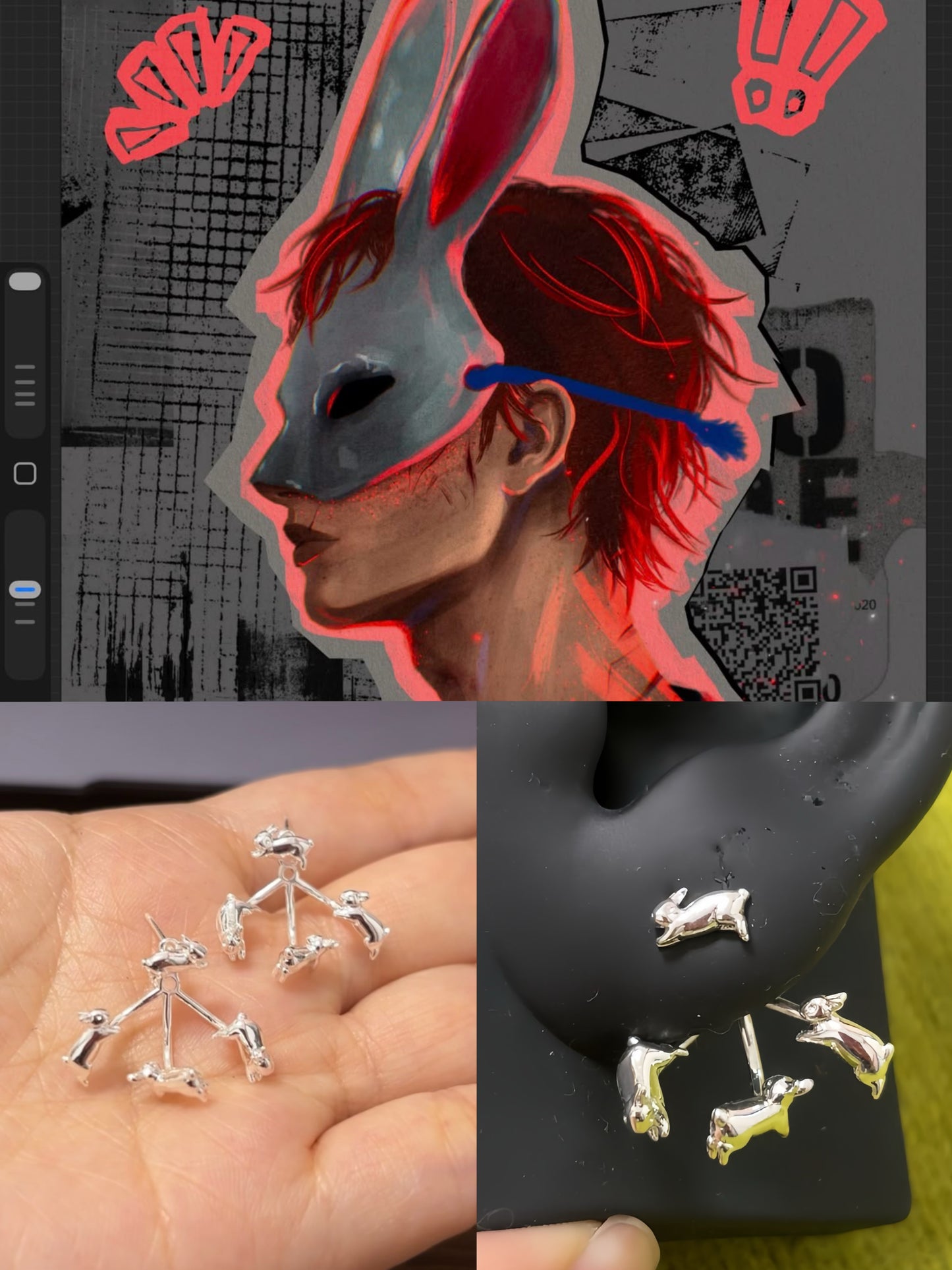 Cute Neil Running Rabbit Stud Earrings