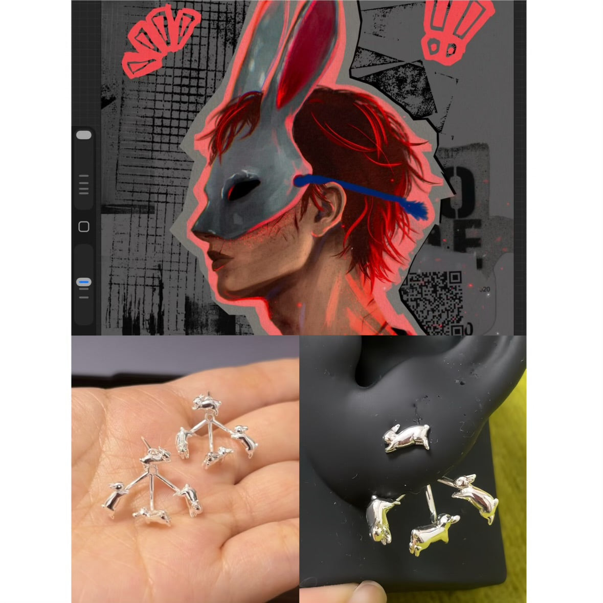 Cute Neil Running Rabbit Stud Earrings