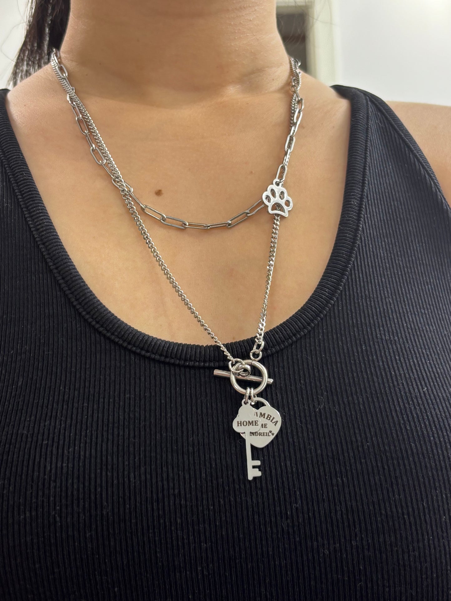 Andreil Key Double Layers Necklace