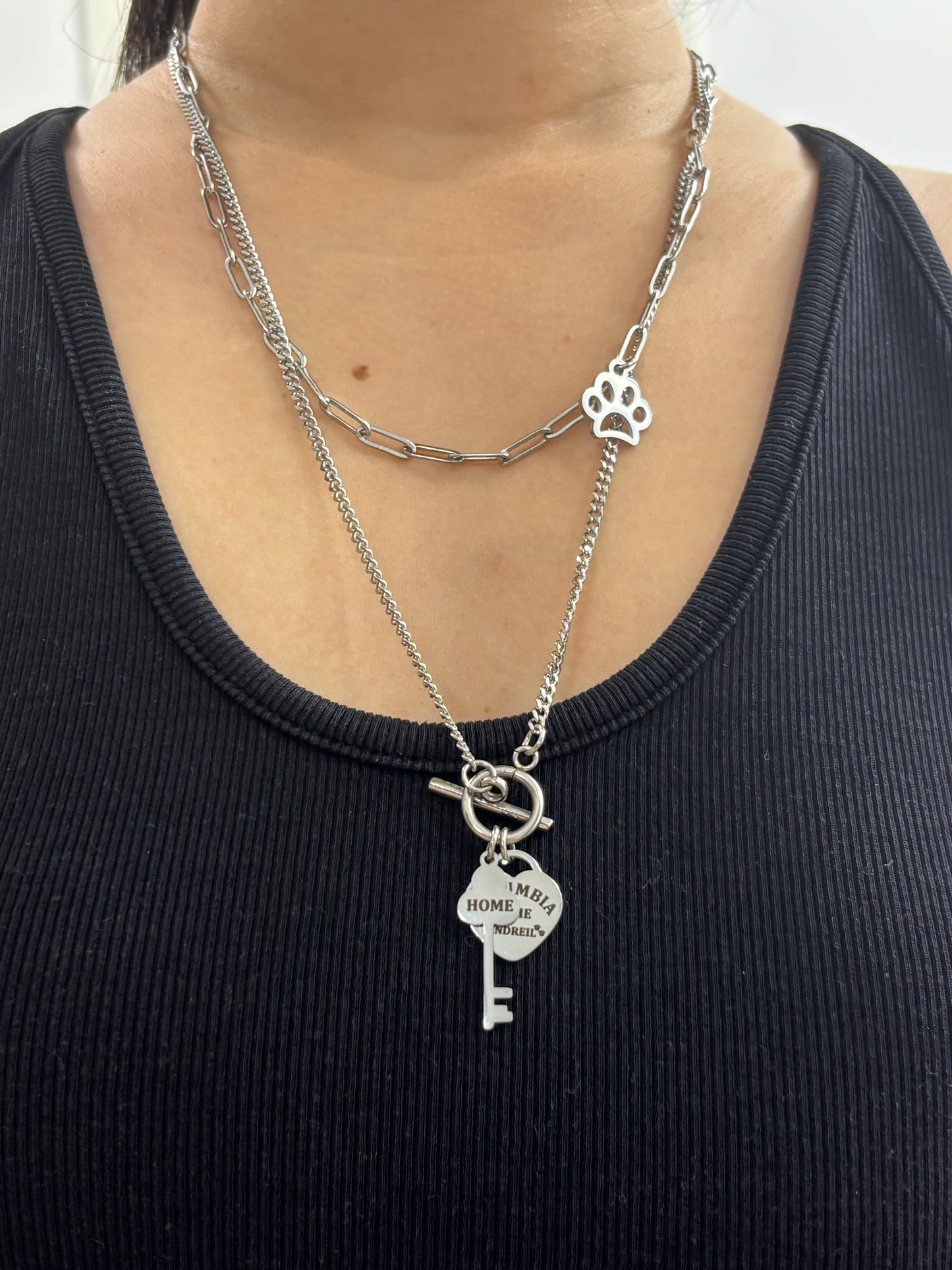 Andreil Key Double Layers Necklace