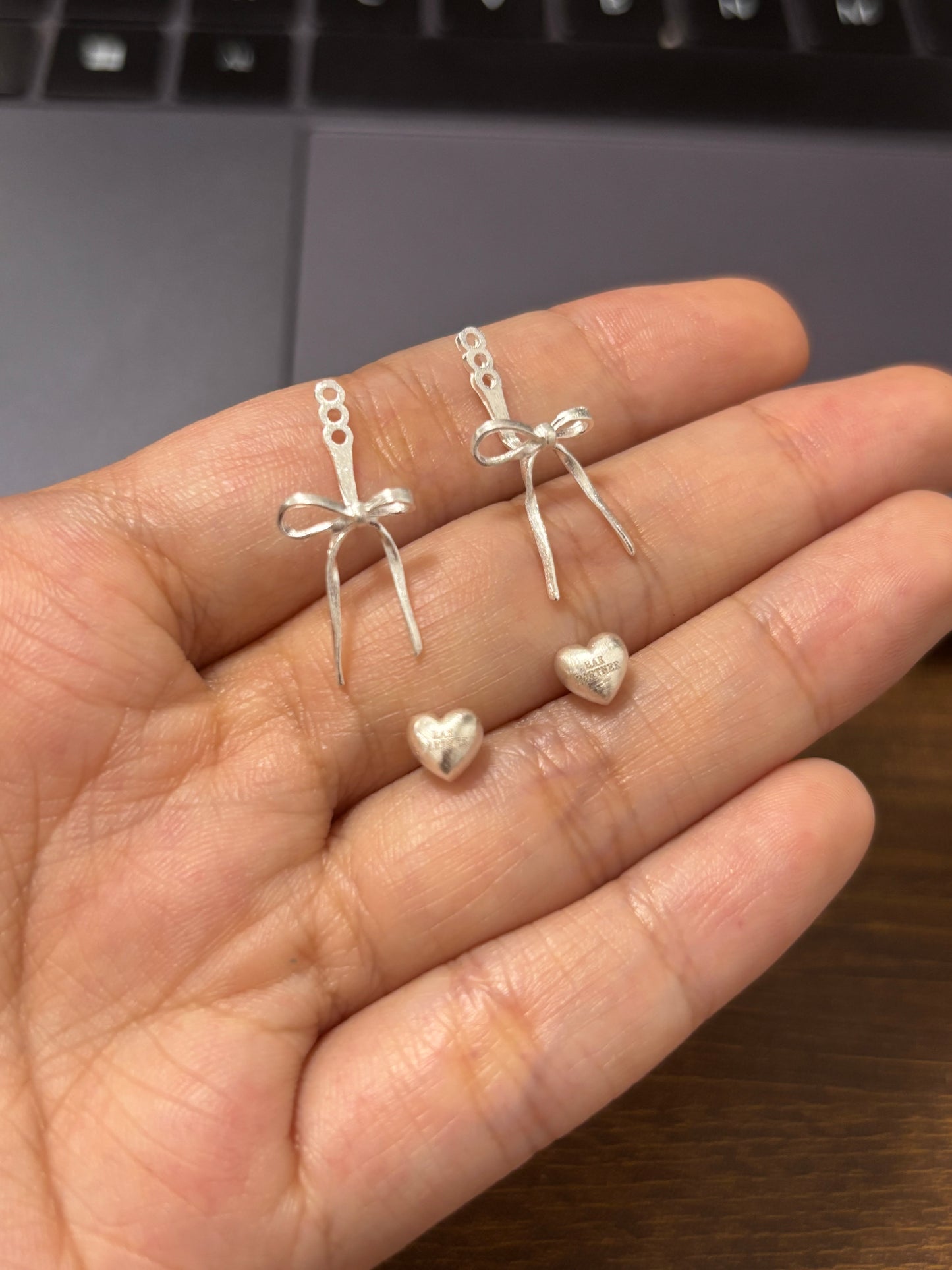 Sweet Heart & Bow Stud Earrings