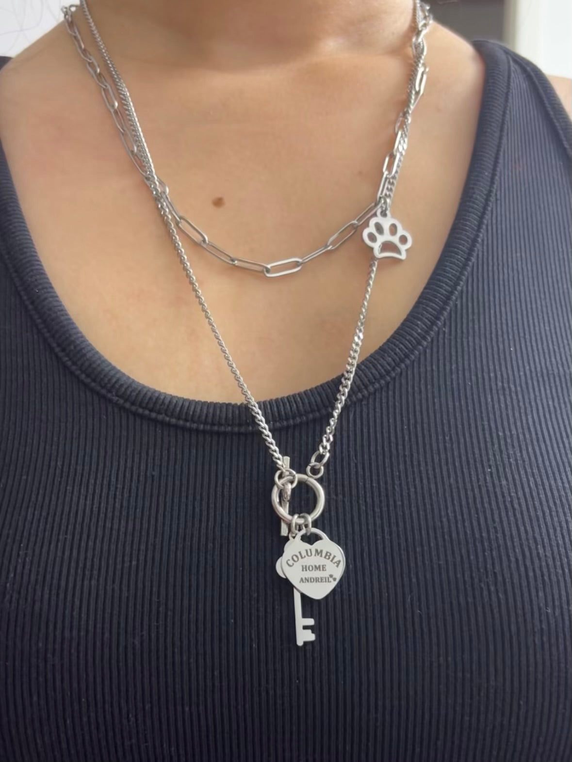 Andreil Key Double Layers Necklace