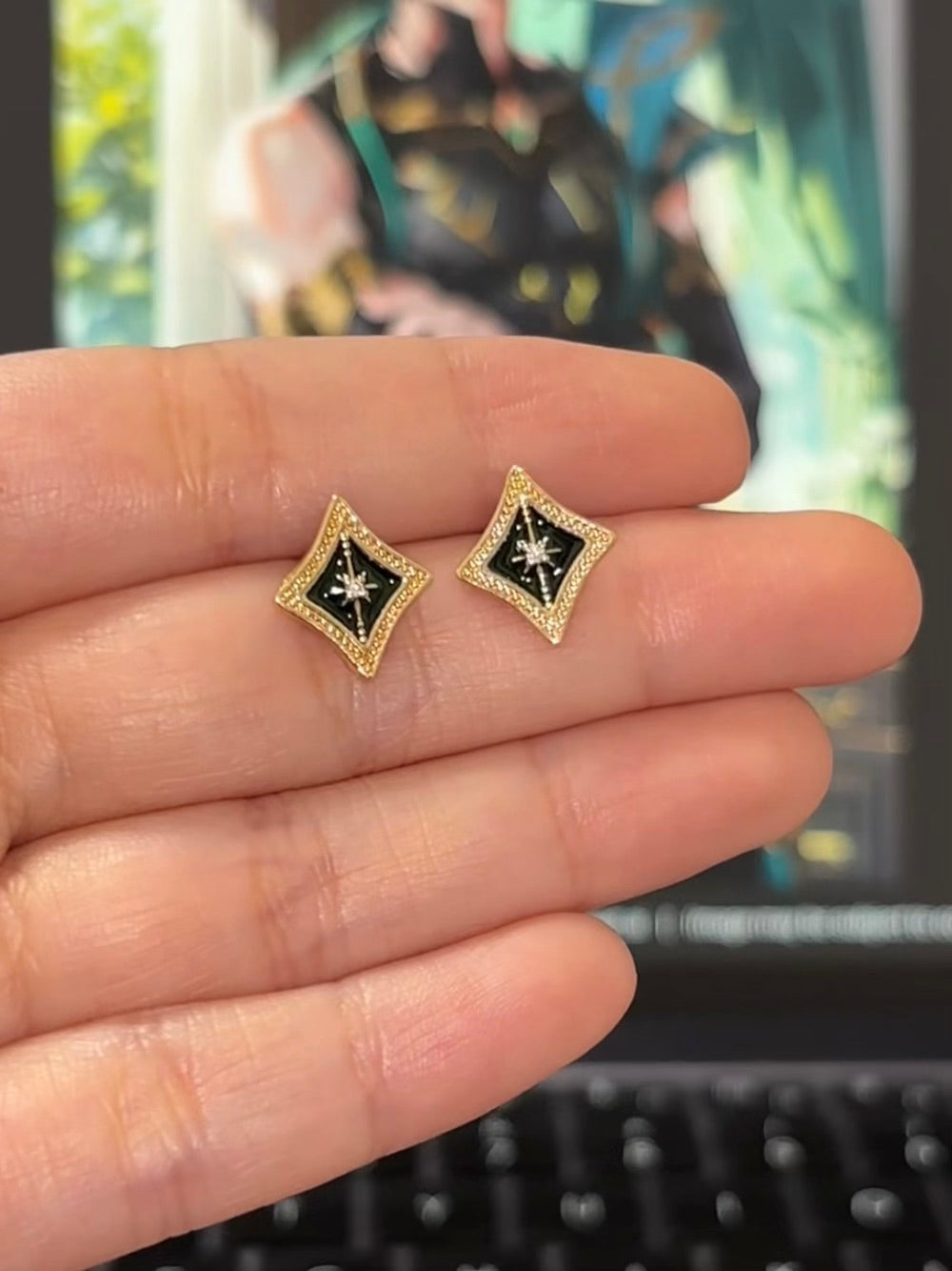 Alhaitham Inspired Green Star Earrings