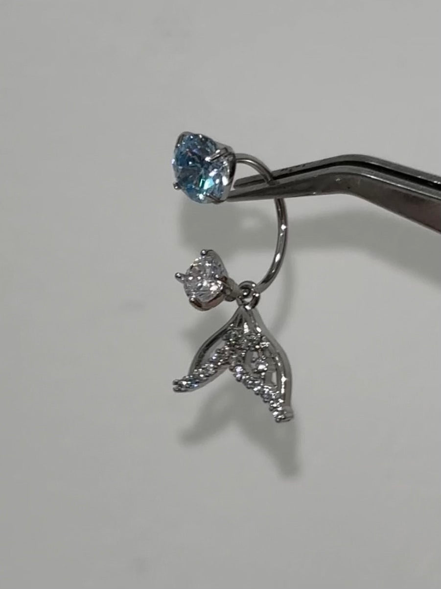 Sweet Rhinestone Bow & Mermaid Earrings for Kokomi