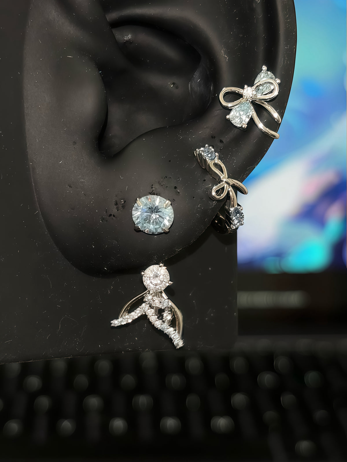 Sweet Rhinestone Bow & Mermaid Earrings for Kokomi