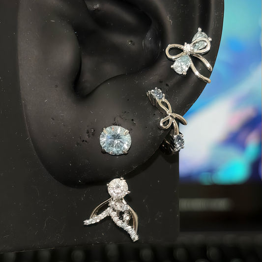 Sweet Rhinestone Bow & Mermaid Earrings for Vodyanitsa / Kokomi