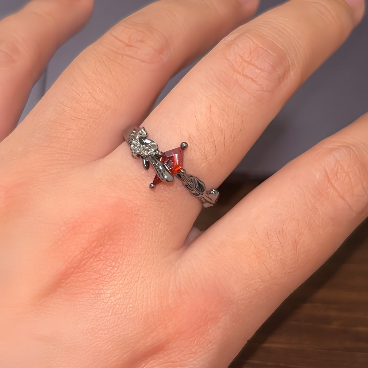 The Knave’s Goth Crimson Gem Ring